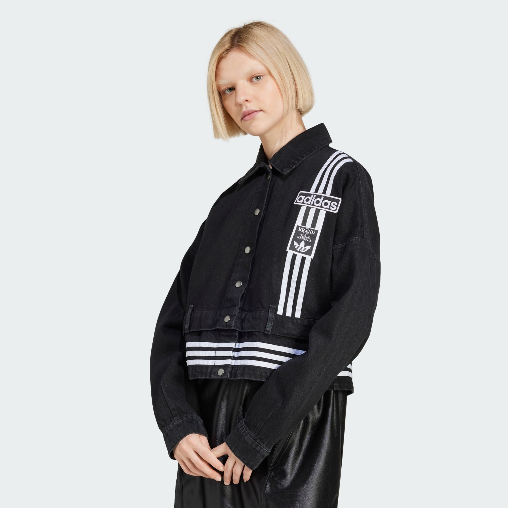 ADIDAS ORIGINALS Átmeneti dzseki 'Adibreak'  fekete farmer / fehér termék 2. képe