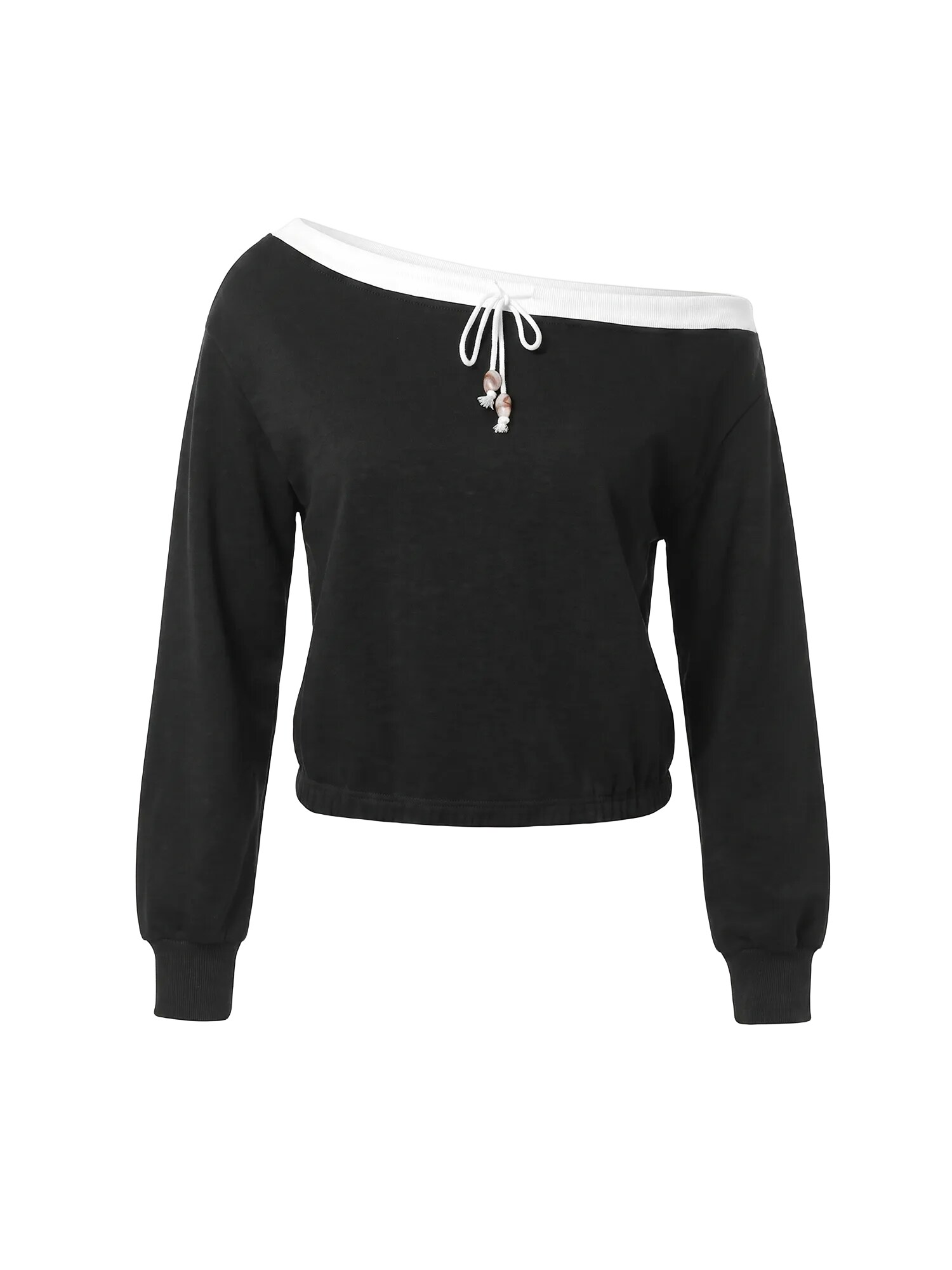 Imily Bela Bluză de molton negru / alb