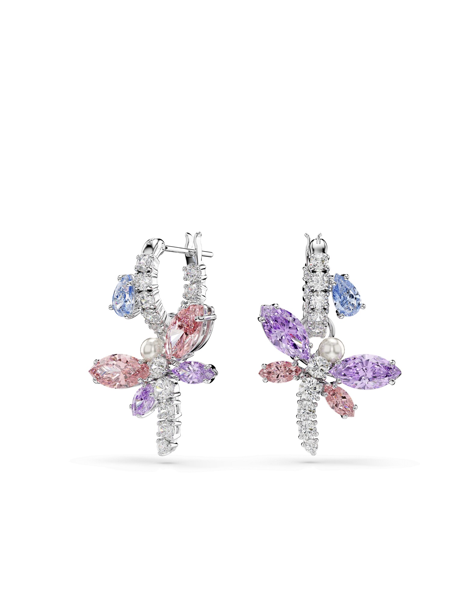 Swarovski Cercei  opal / lila / roșu pastel / argintiu
