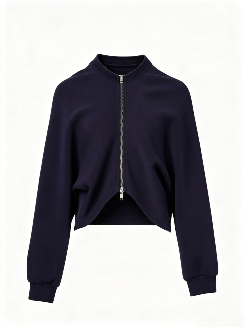 Övergångsjacka 'YOLIGEX Kurze Jacke Marineblau Stehkragen Reißverschluss Cape-Design'