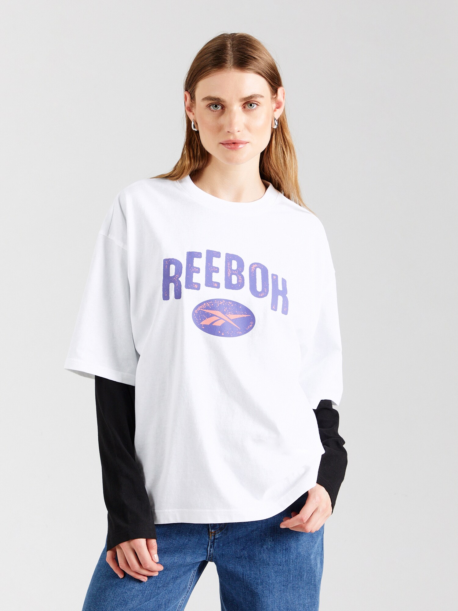 Reebok Póló  ibolyakék / korál / fehér termék 2. képe