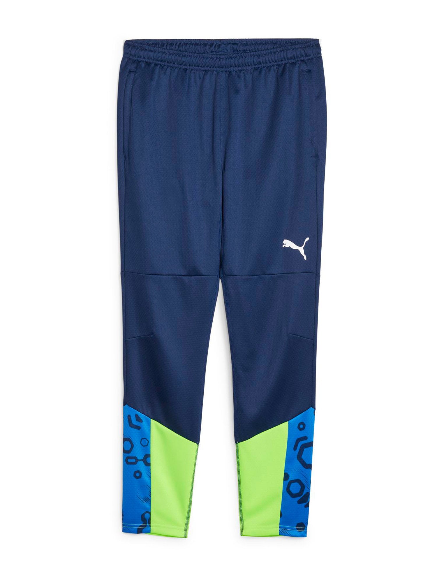 PUMA Športové nohavice 'IndividualCUP'  modrá / námornícka modrá / neónovo zelená / biela