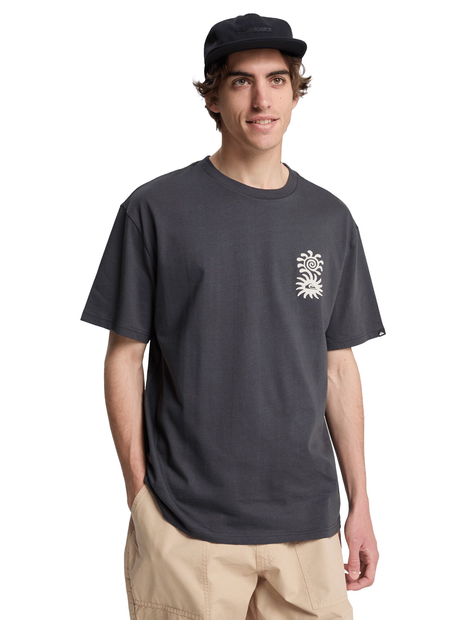 QUIKSILVER Tricou funcțional Evo Blossom Of Peace  maro pueblo / gri închis / alb murdar