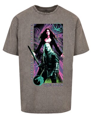 F4NT4STIC Shirt ‘The Witcher Fortune Favours The Bold Netflix TV Serie’ Donkergrijs / Smaragd / Orchidee / Wit