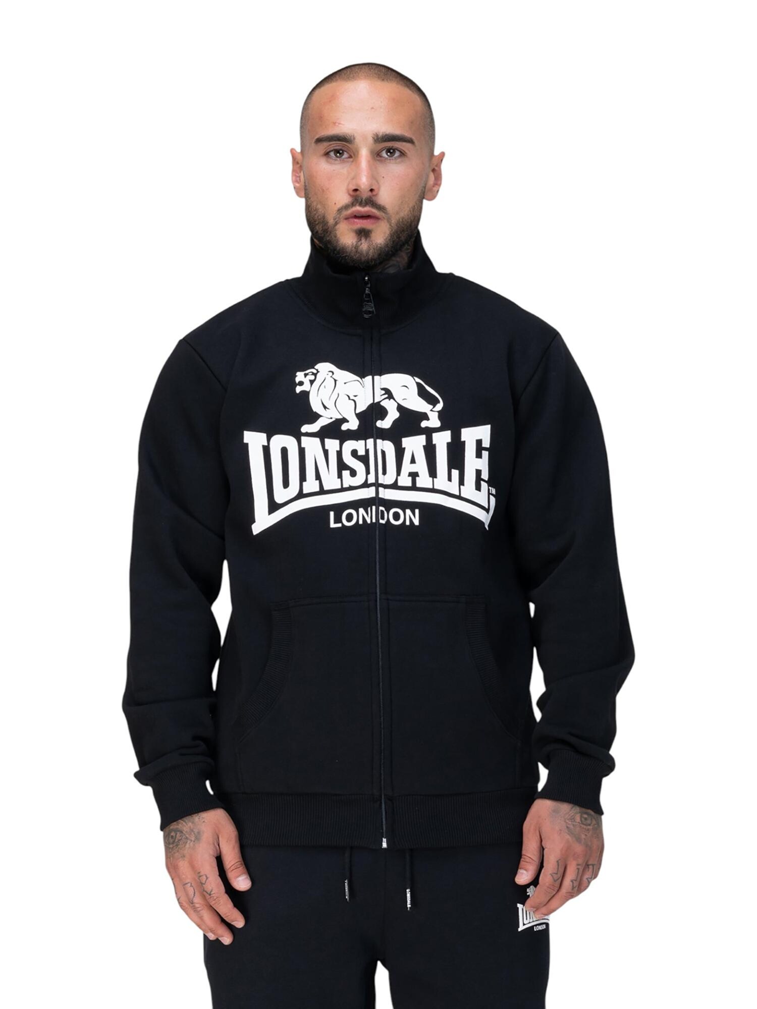 Lonsdale Sweatvest 'Blencarn' Zwart / Wit