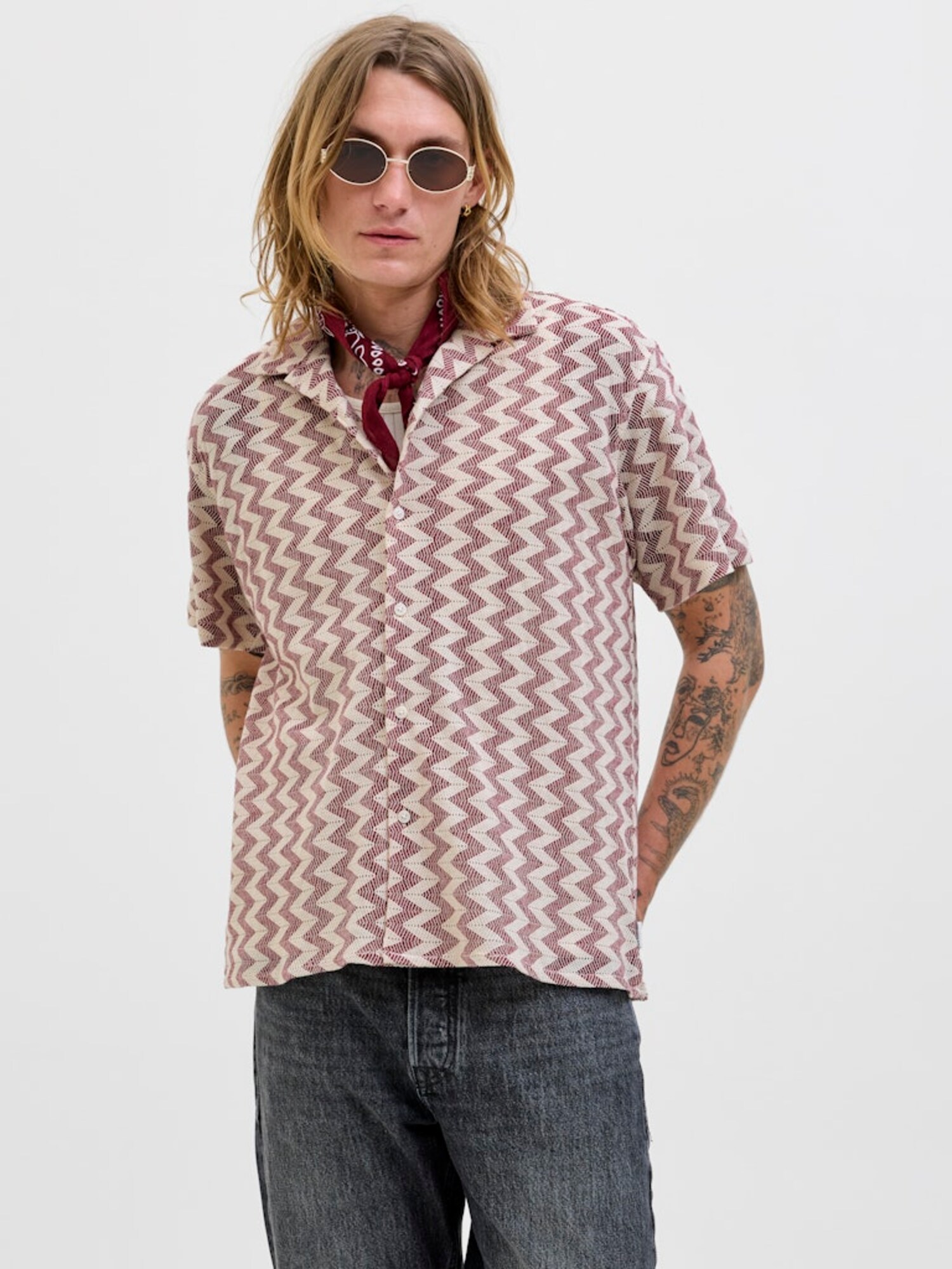 JACK & JONES Ing 'JORSummer Luke'  ekrü / bordó termék 2. képe