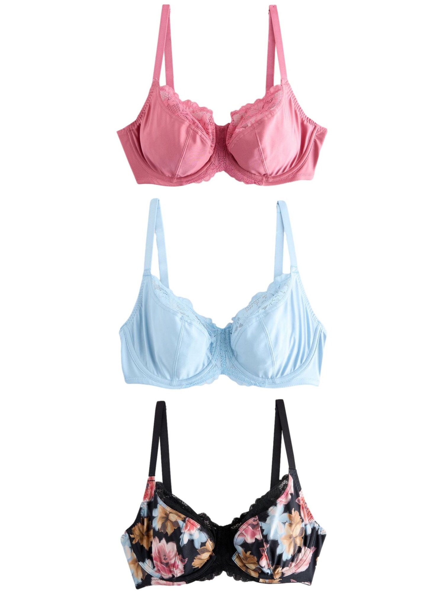 Next Sutien  albastru deschis / maro caramel / roz / negru