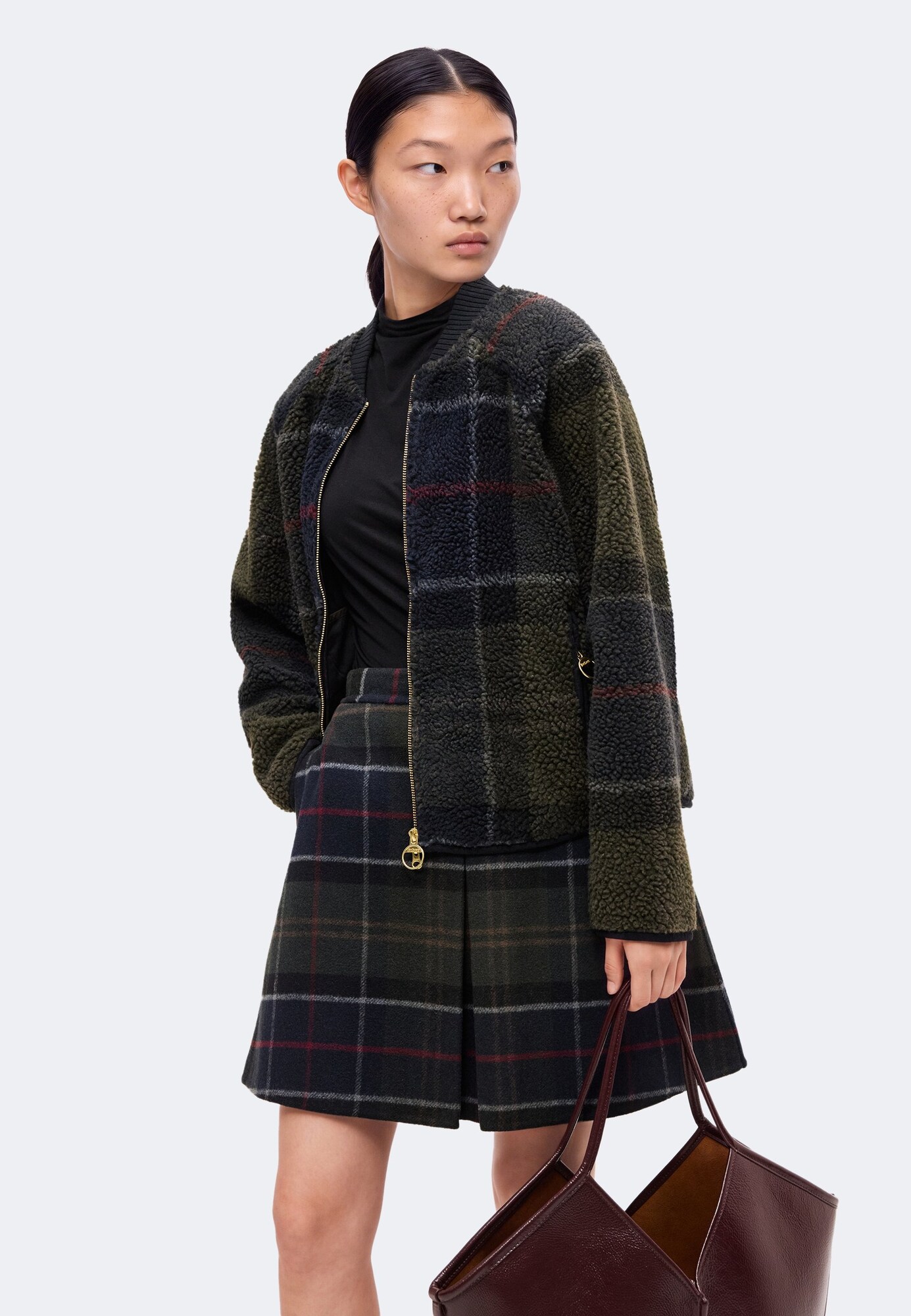 Barbour Falda 'Marlow' marino / gris claro / oliva / rojo oscuro – imagen 3