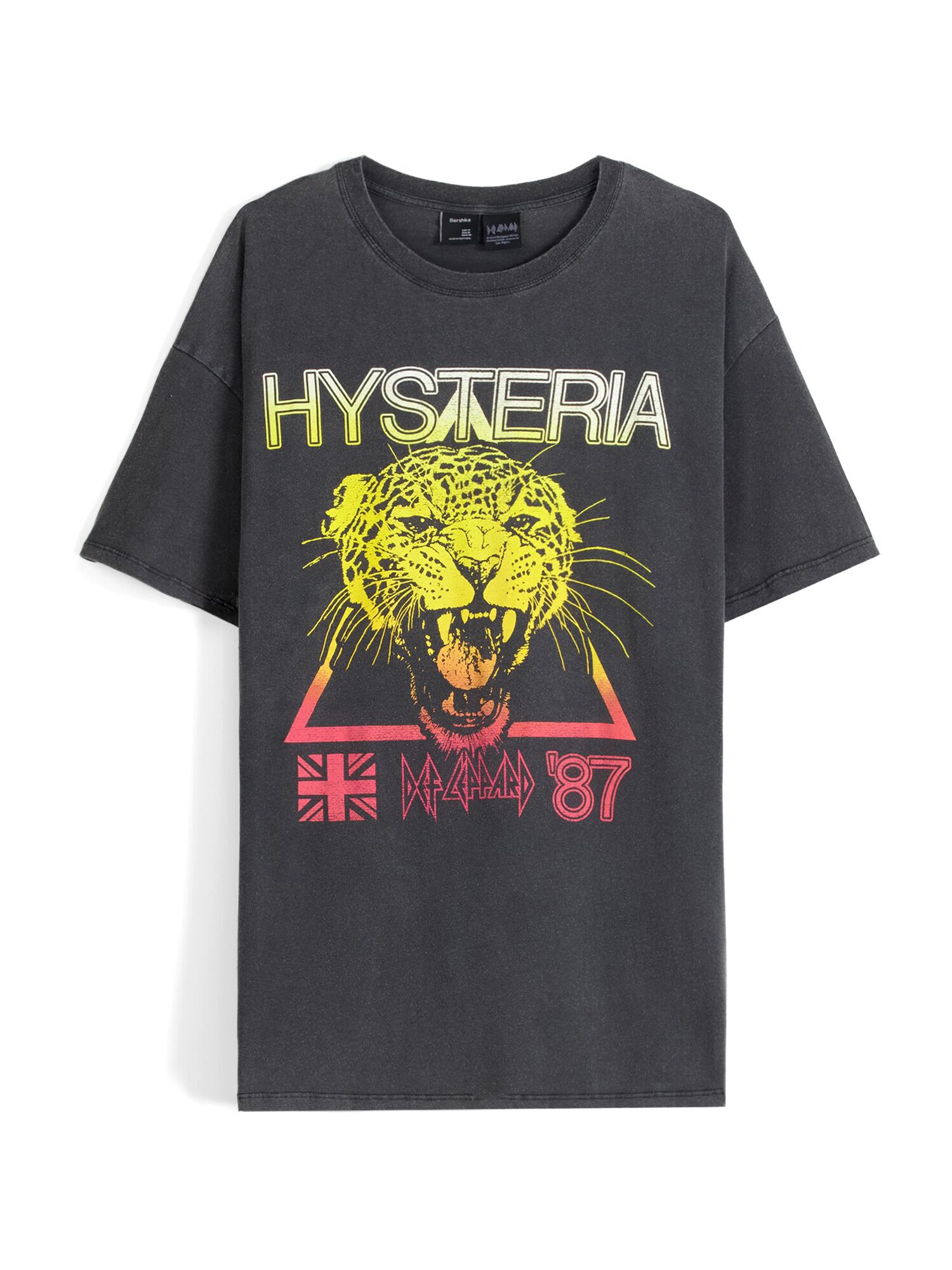 Bershka Tričko  citrónová / ružová / čierna / šedobiela