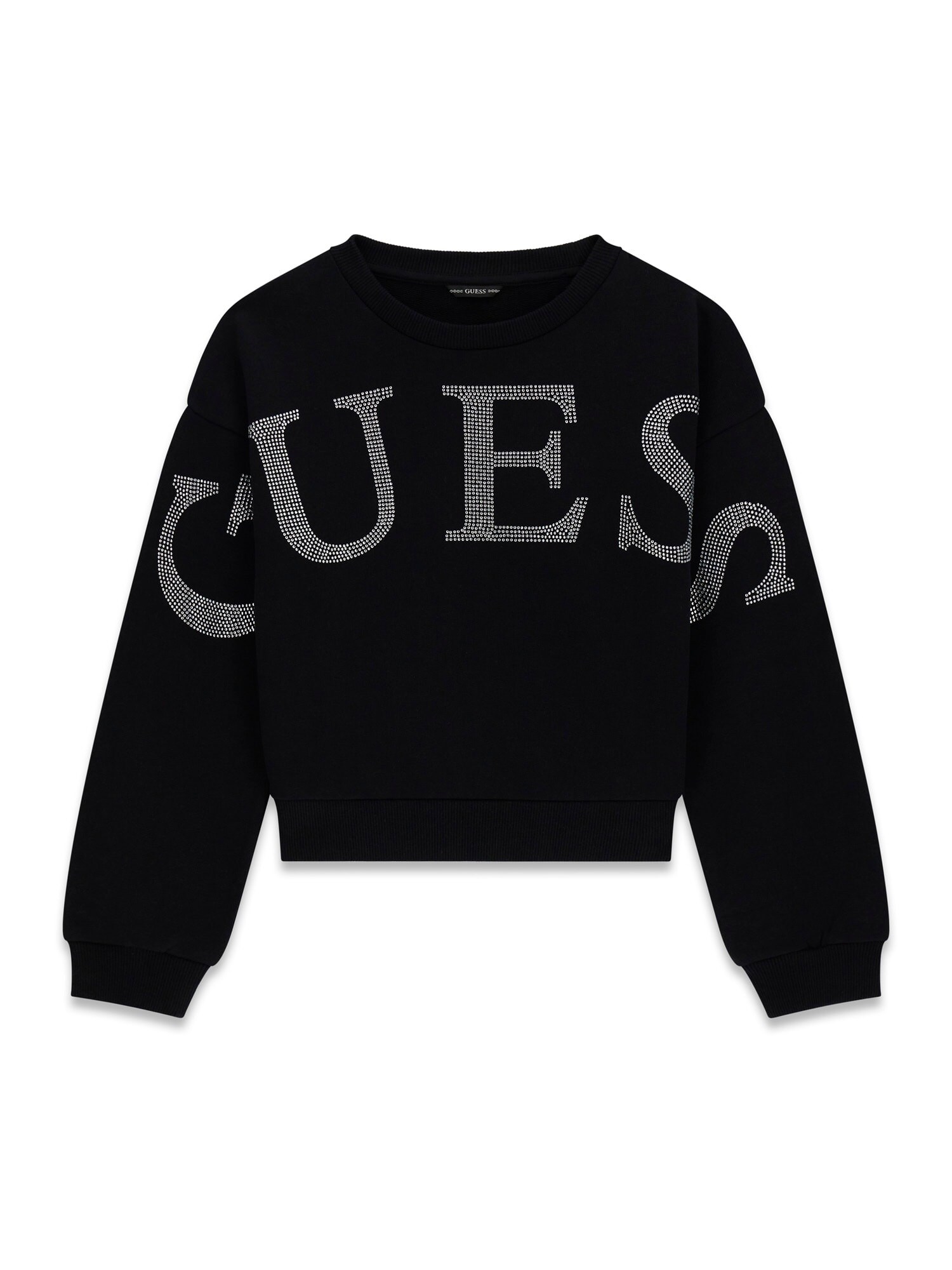 GUESS Bluză de molton  negru / argintiu
