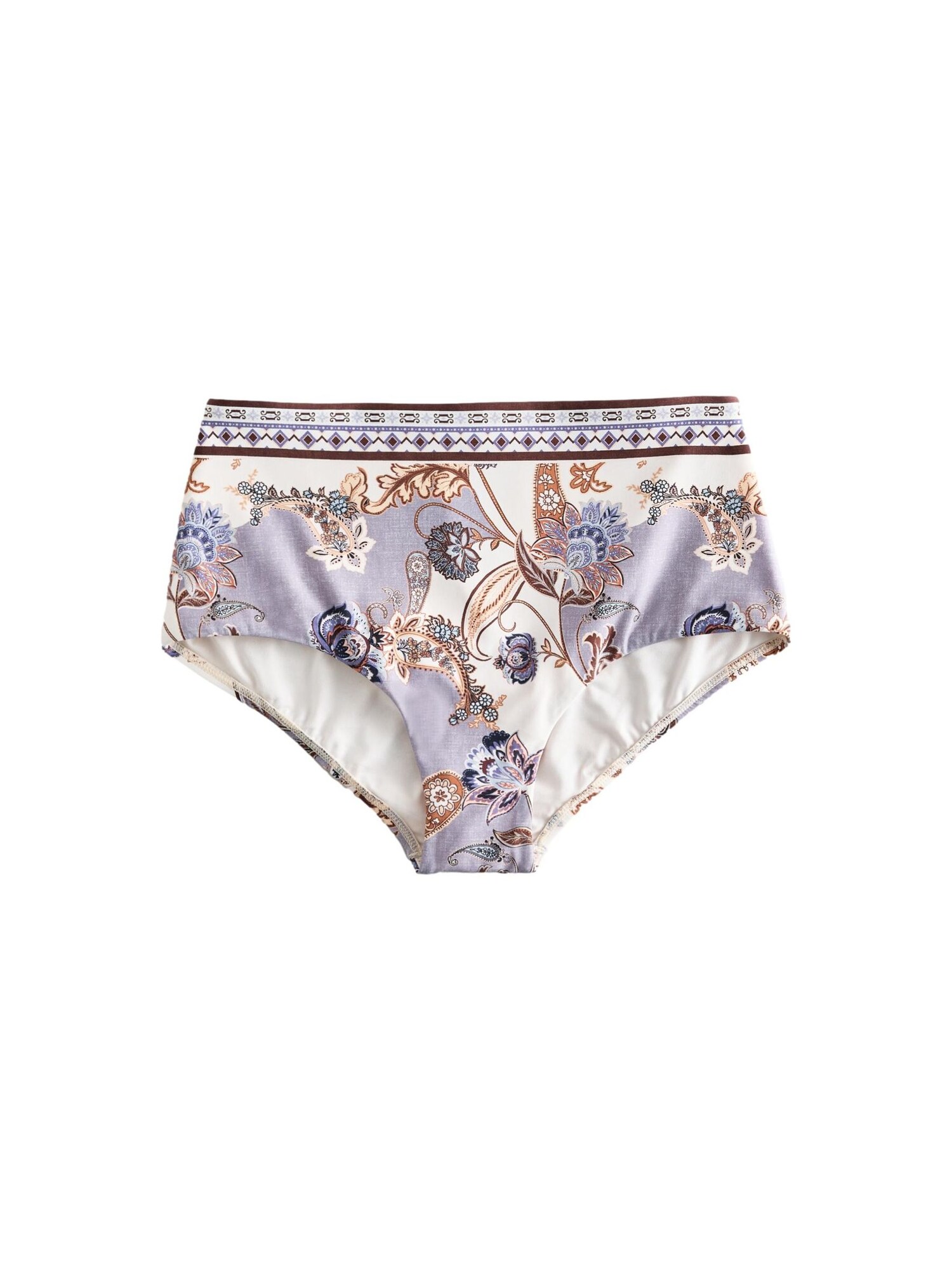 Next Slip costum de baie  crem / opal / maro închis / alb