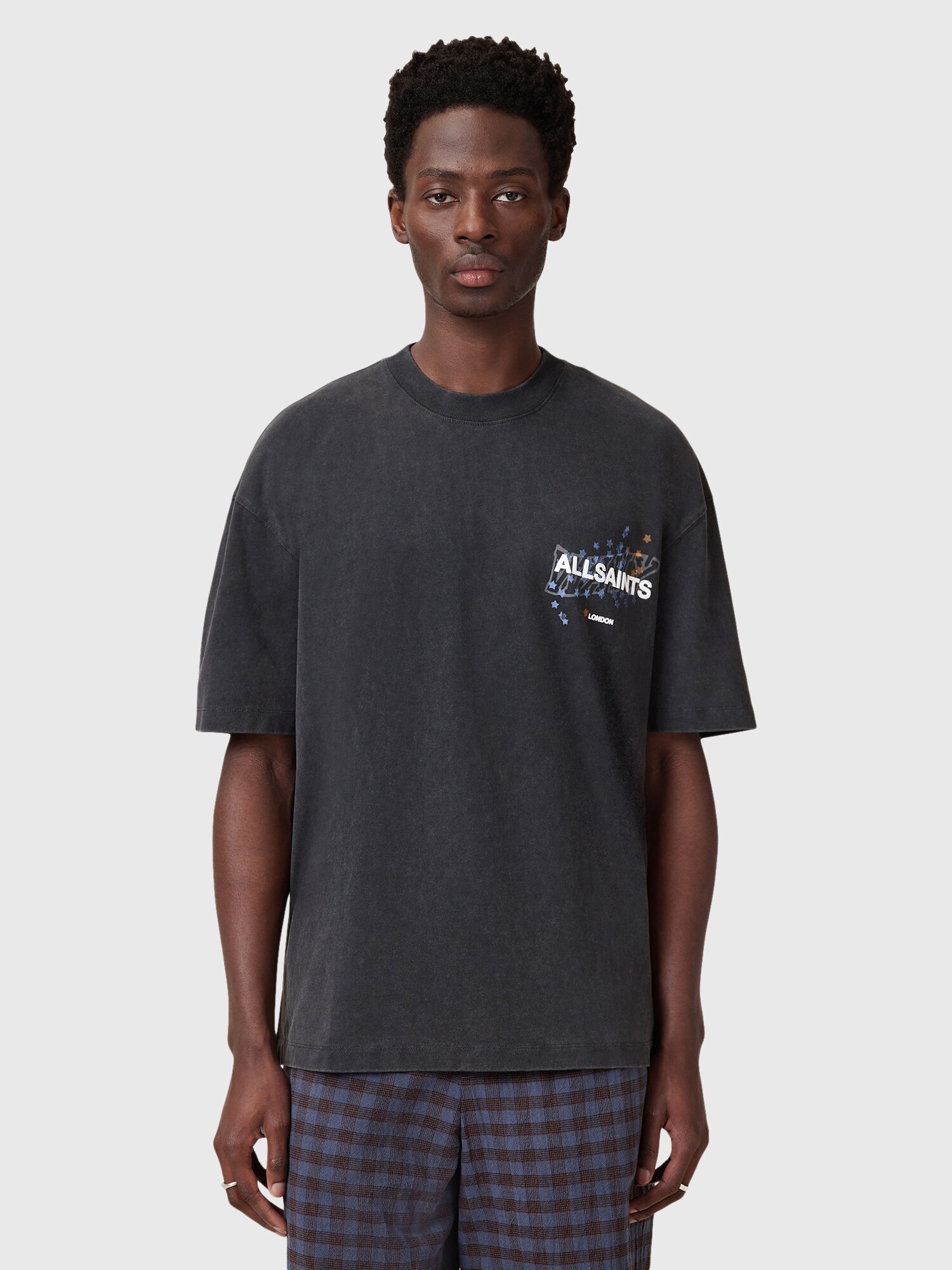 AllSaints Póló 'WAVY'  kék / narancs / fekete / fehér termék 2. képe