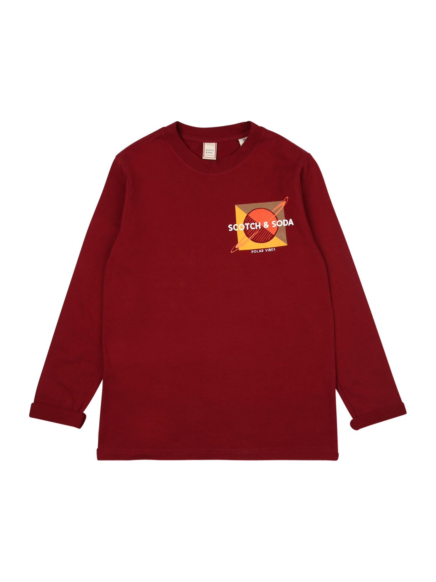 SCOTCH & SODA Marškinėliai  tamsiai raudona / aukso geltonumo spalva / balta / rusvai žalia / oranžinė