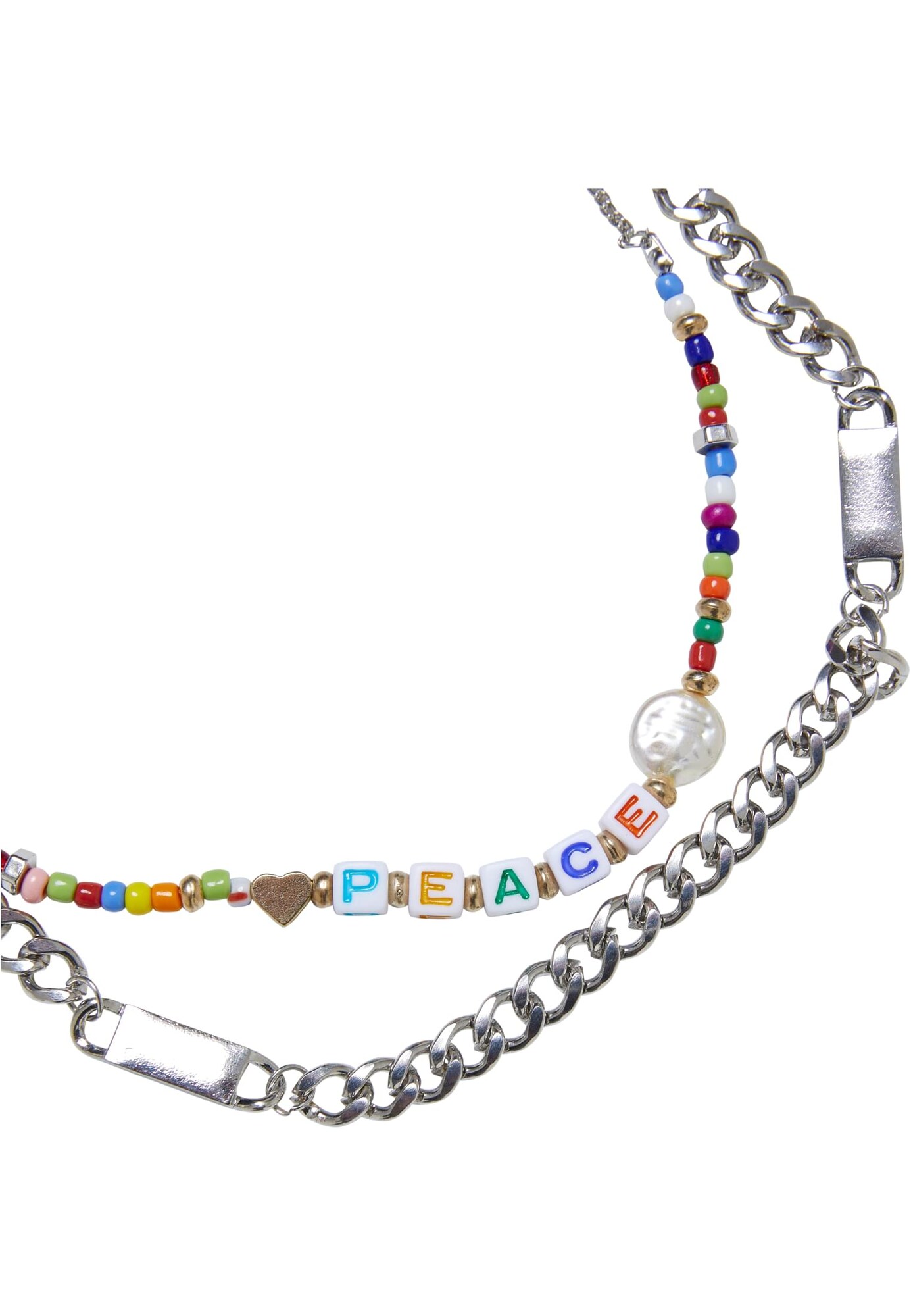 Urban Classics Lánc 'Peace Bead'  zöld / narancs / piros / ezüst termék 2. képe