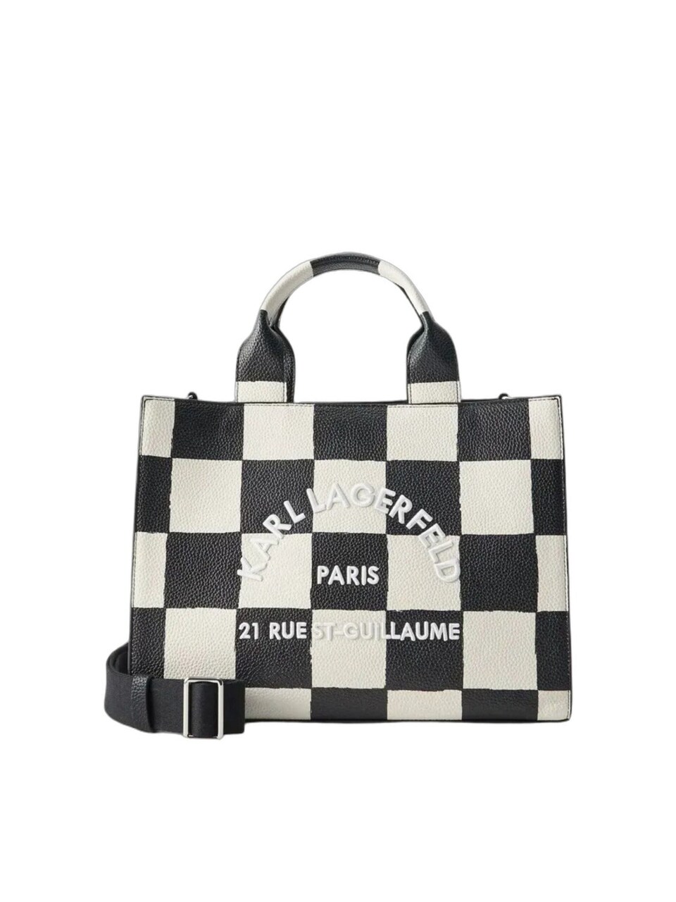 Shoppingväska 'Karl Lagerfeld Cabas Carré Damier Noir & Blanc'