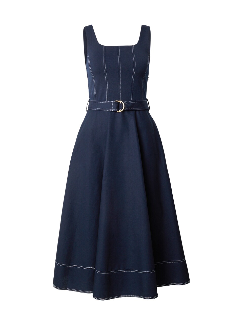 Klänning 'Topstitch Belted Midi'