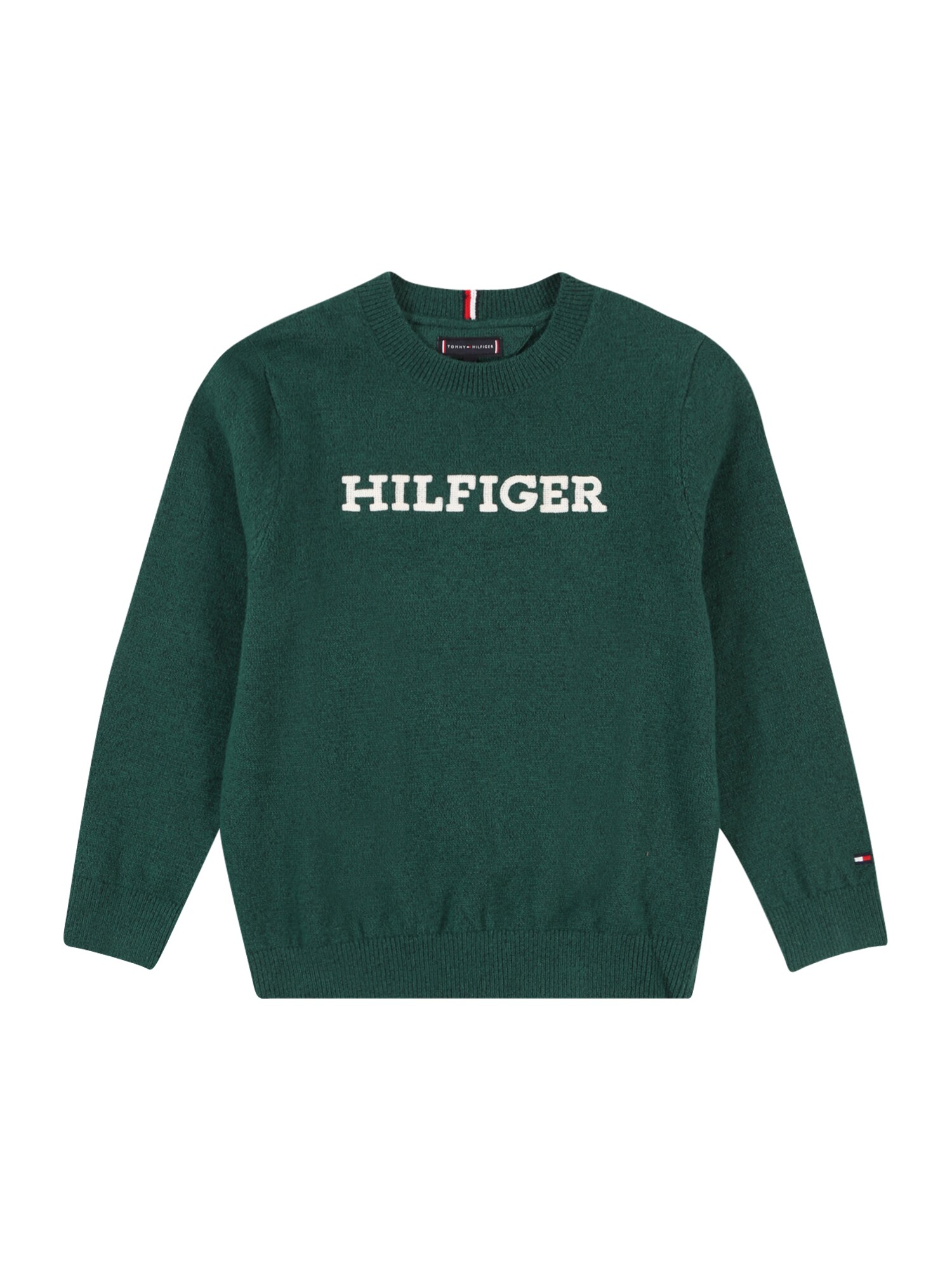 TOMMY HILFIGER Sveter  tmavozelená / biela