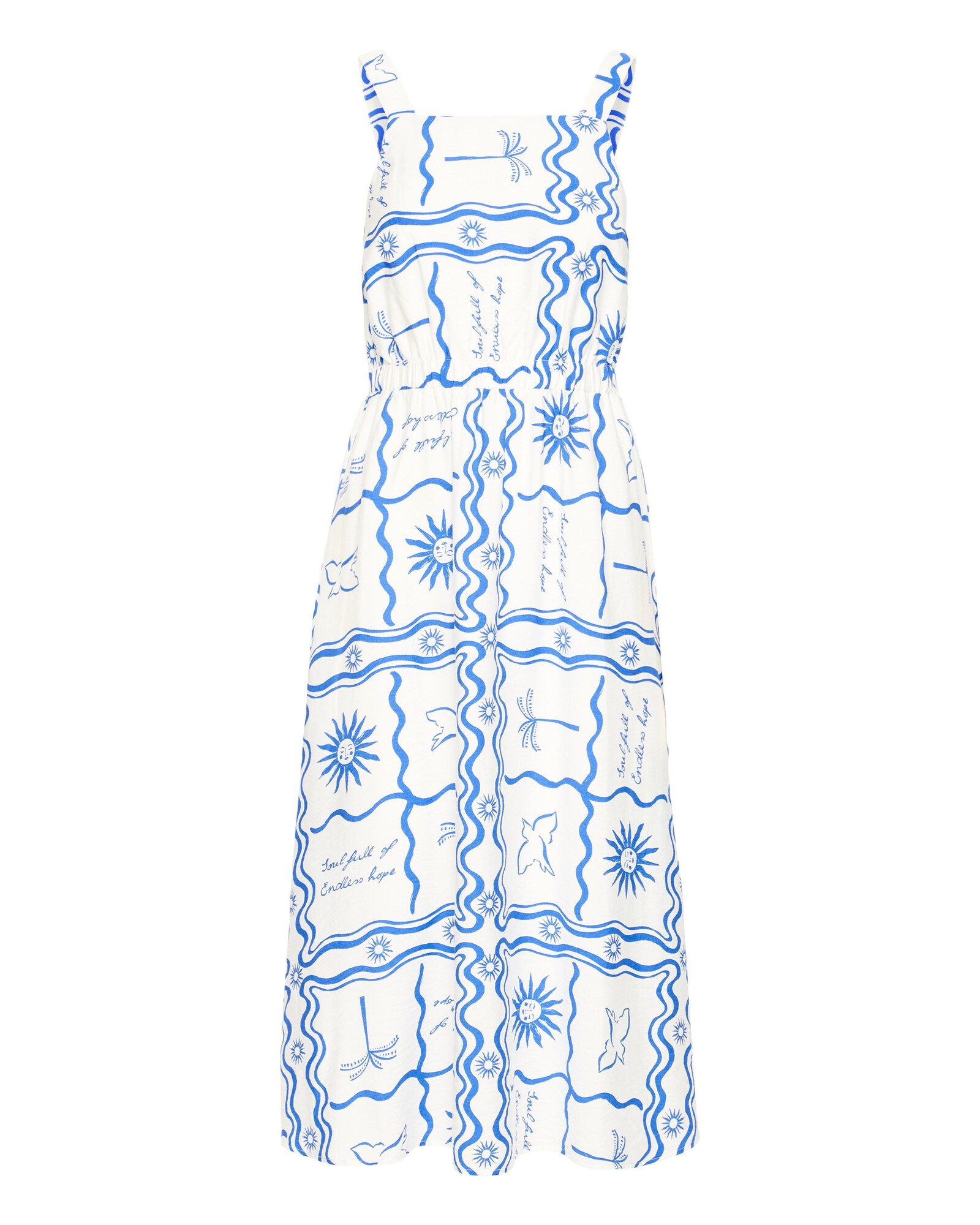 ICHI Vestido  azul / blanco