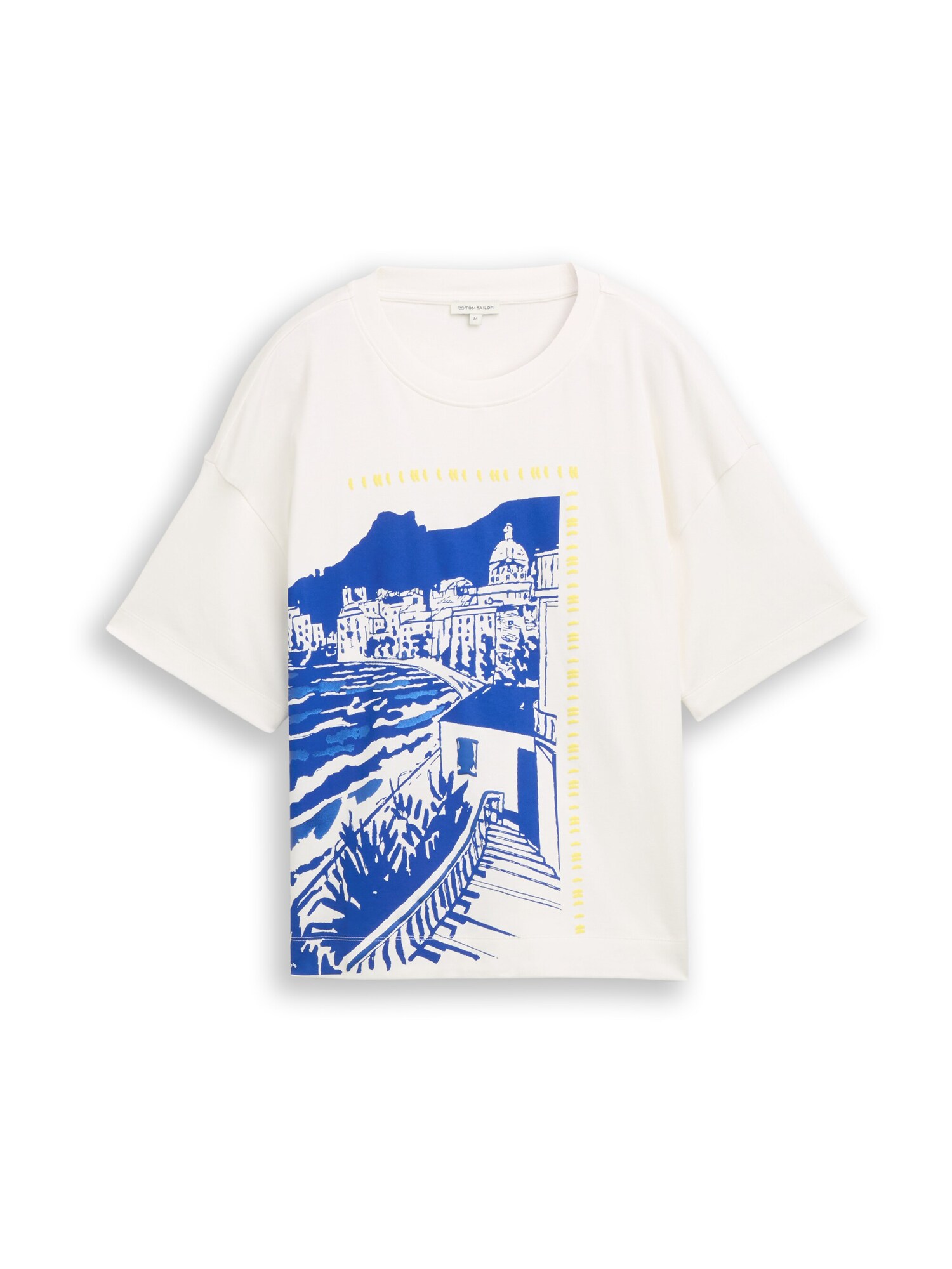 TOM TAILOR Tricou  albastru cobalt / galben / alb