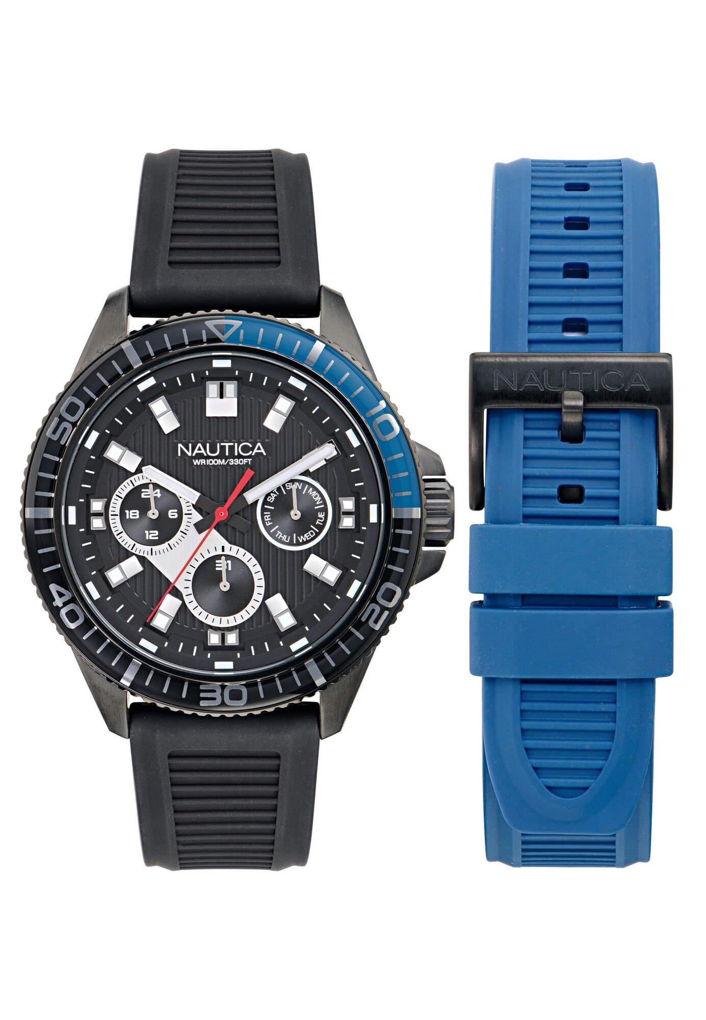 Nautica Analoog Horloge 'Windrose' Blauw / Zwart