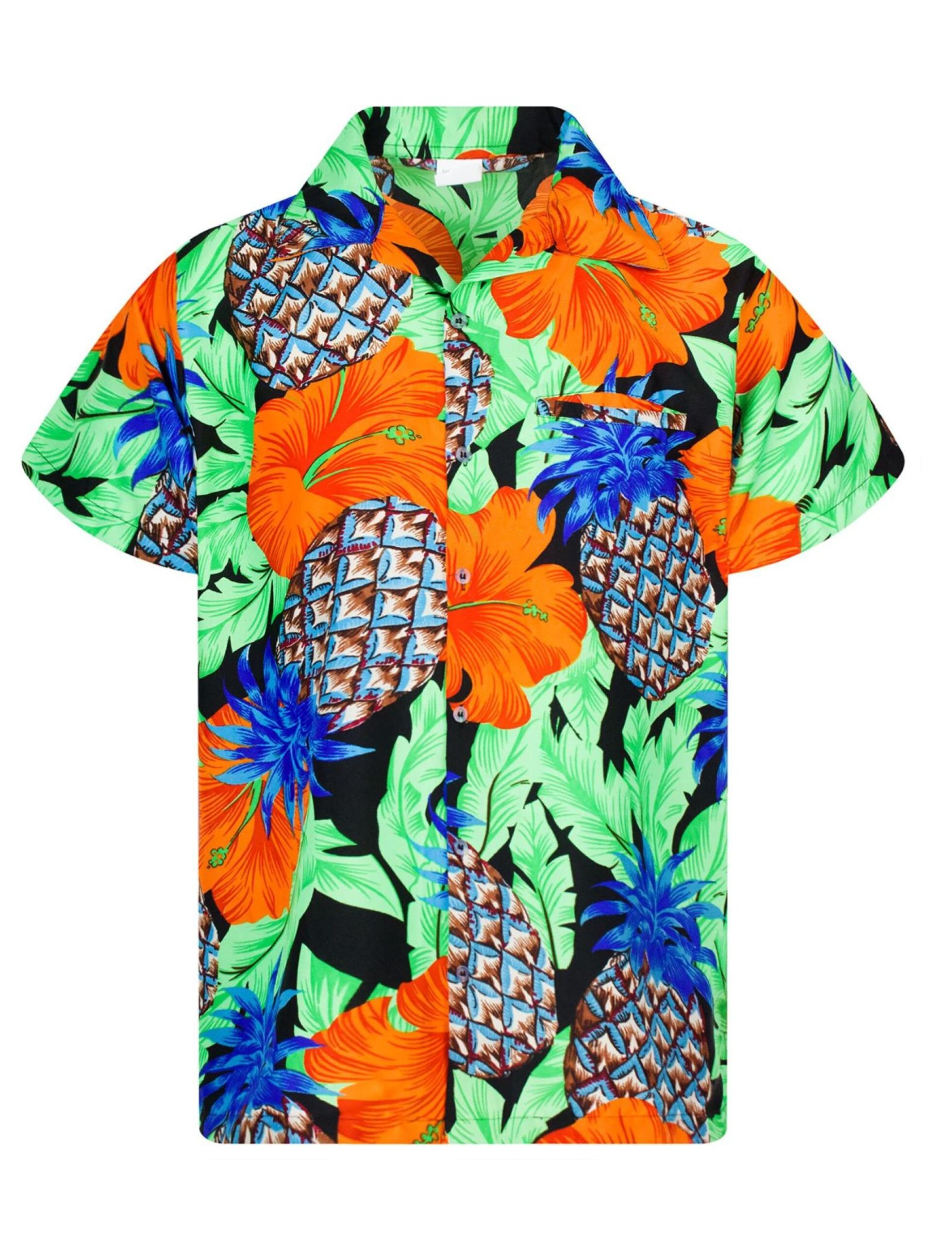 King Kameha T-shirt 'Pineapple Hibiscus Black Line' herr