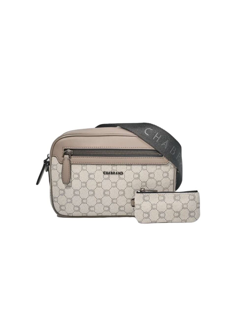 Messenger 'Chabrand Sacoche en toile enduite garnie cuir Ecru Gris'