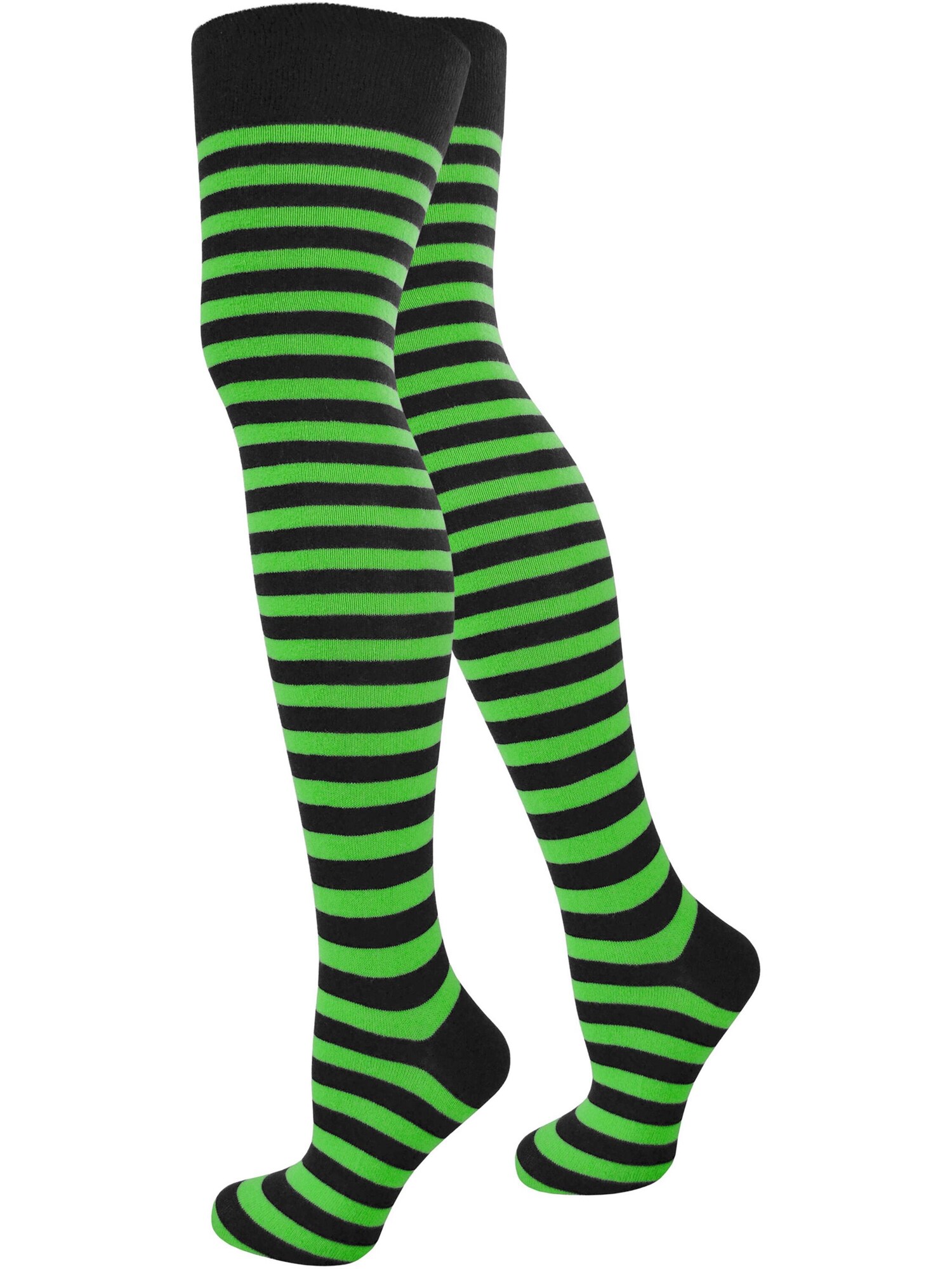 normani Calcetines sobre la rodilla verde neón / negro