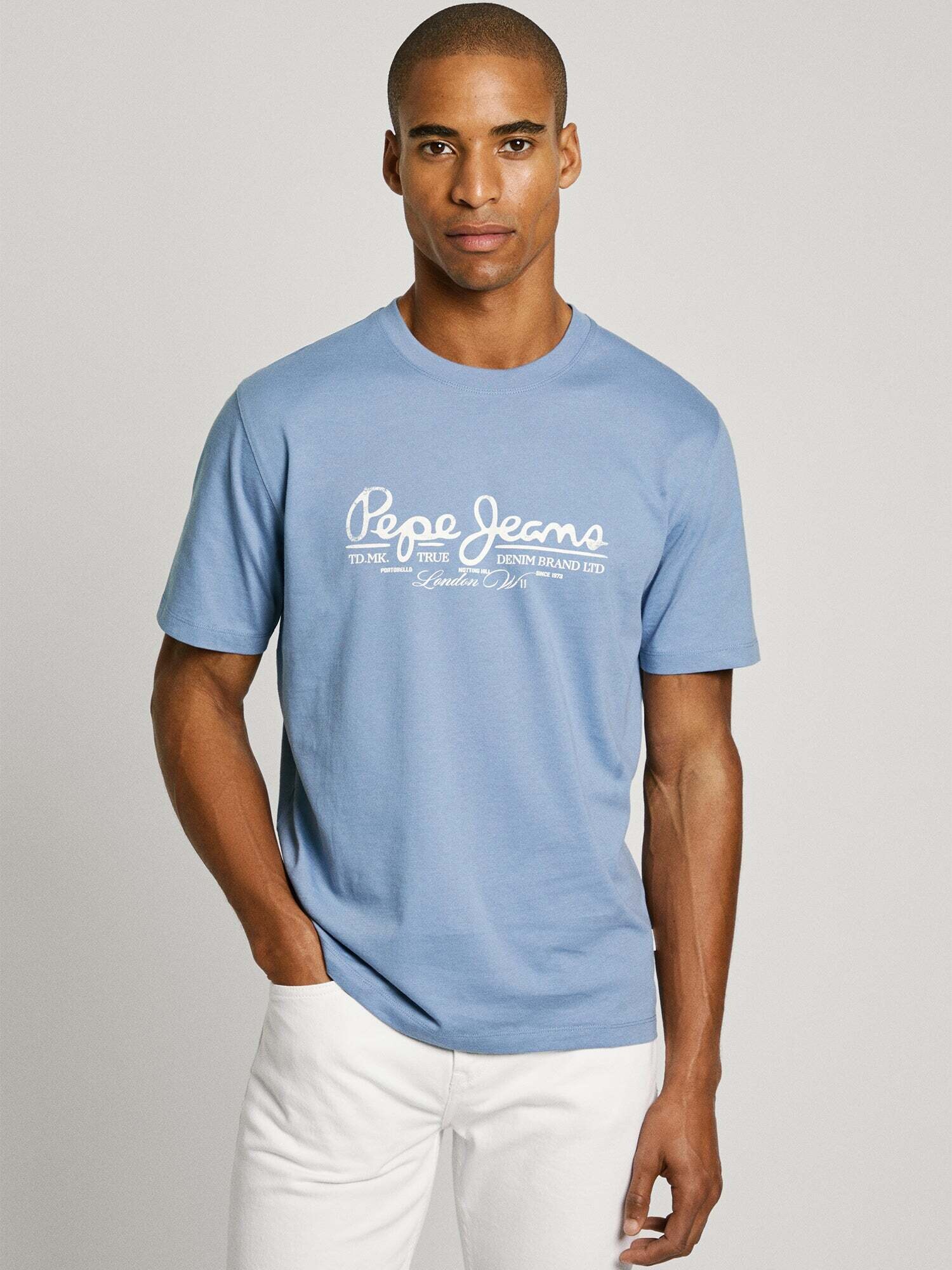 Pepe Jeans Póló 'Dumas'  galambkék / fehér termék 2. képe