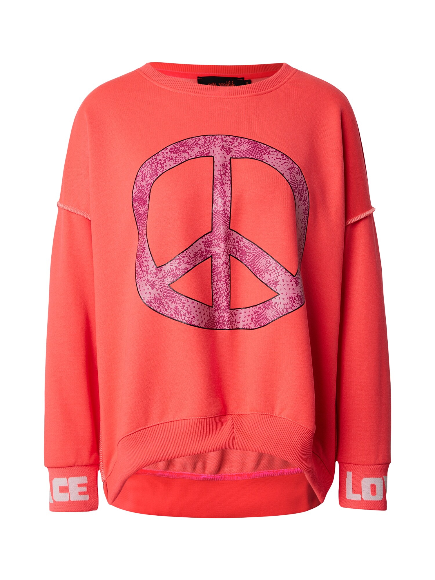 miss goodlife Bluză de molton Peace Love Harmony  roz / roz / roz zmeură / negru