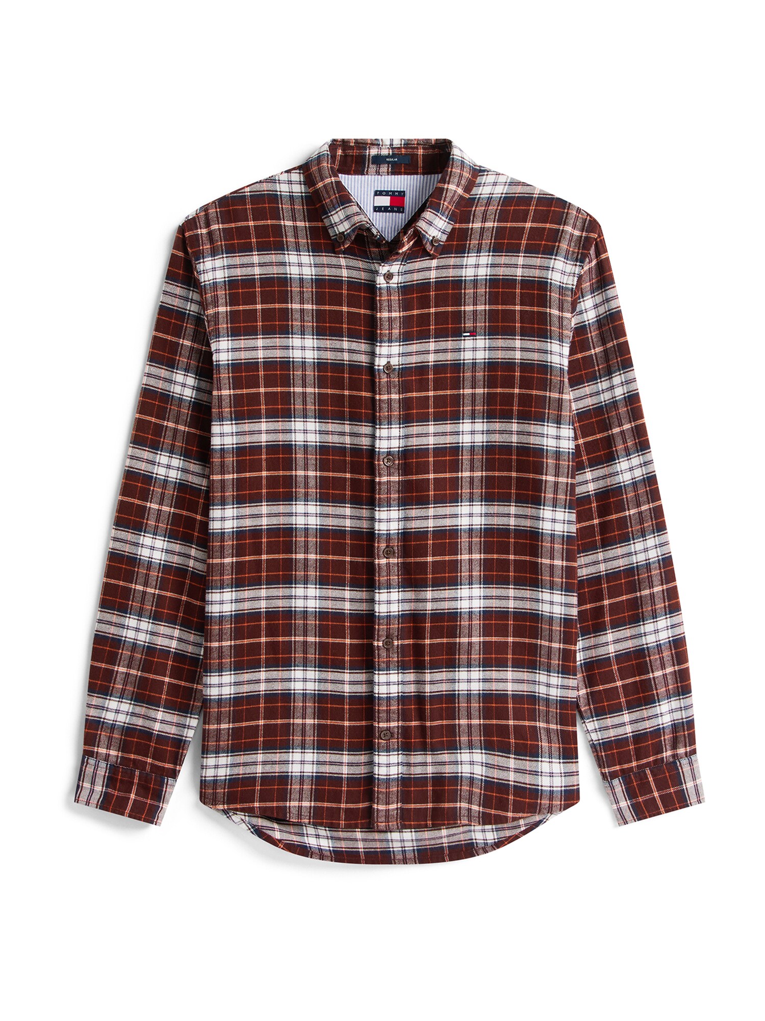 Tommy Jeans Srajca  mornarska / rjava / oranžna / bela