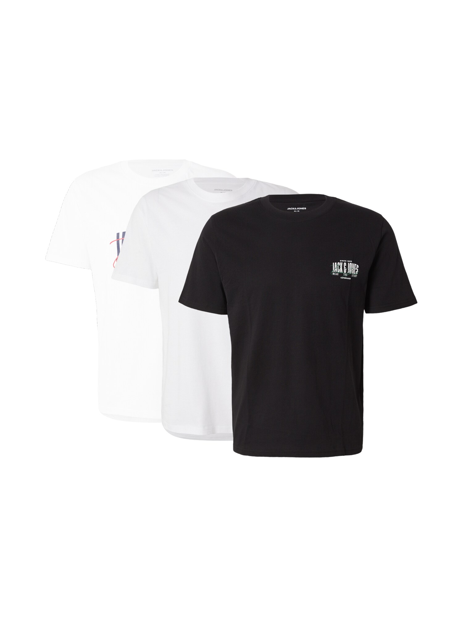 JACK & JONES Tricou JJAERO gri deschis / negru / alb