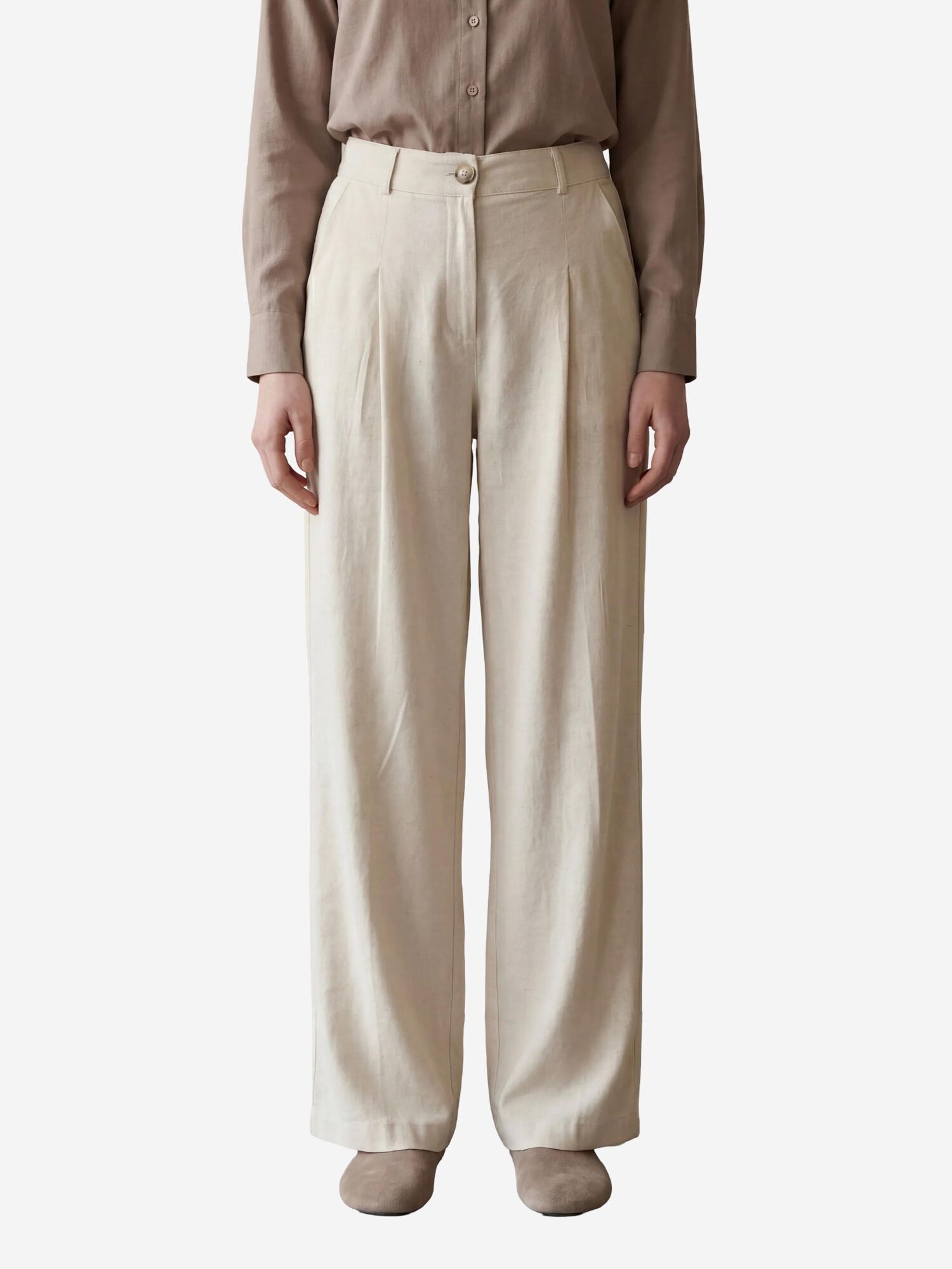 My fashion Pantaloni con piega frontale  crema