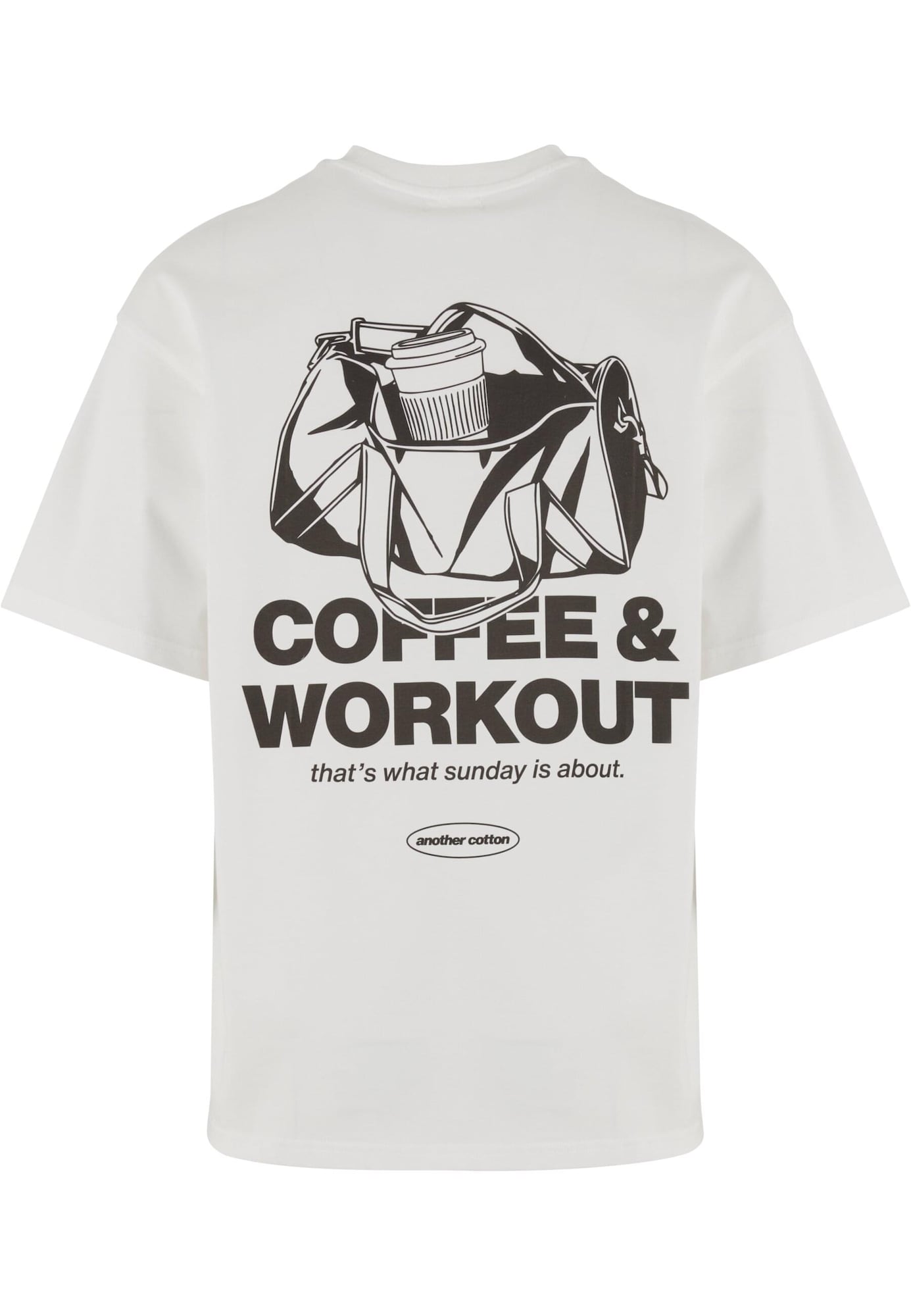Another Cotton Lab Póló 'Coffee and Workout'  fekete / fehér termék 2. képe