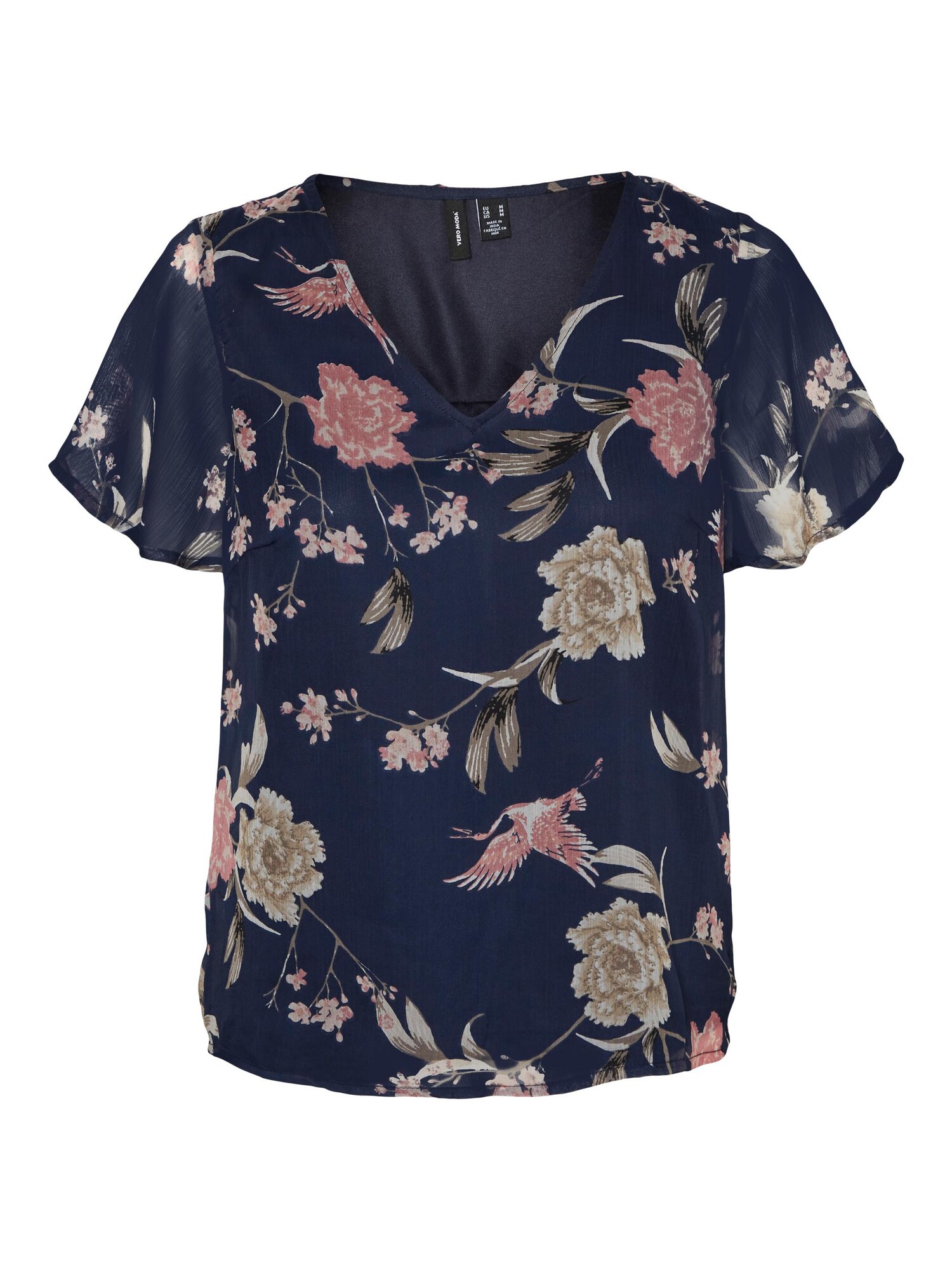 VERO MODA Blúz 'SMILLA'  tengerészkék / barna / rózsaszín / fekete akciós termékkép 1