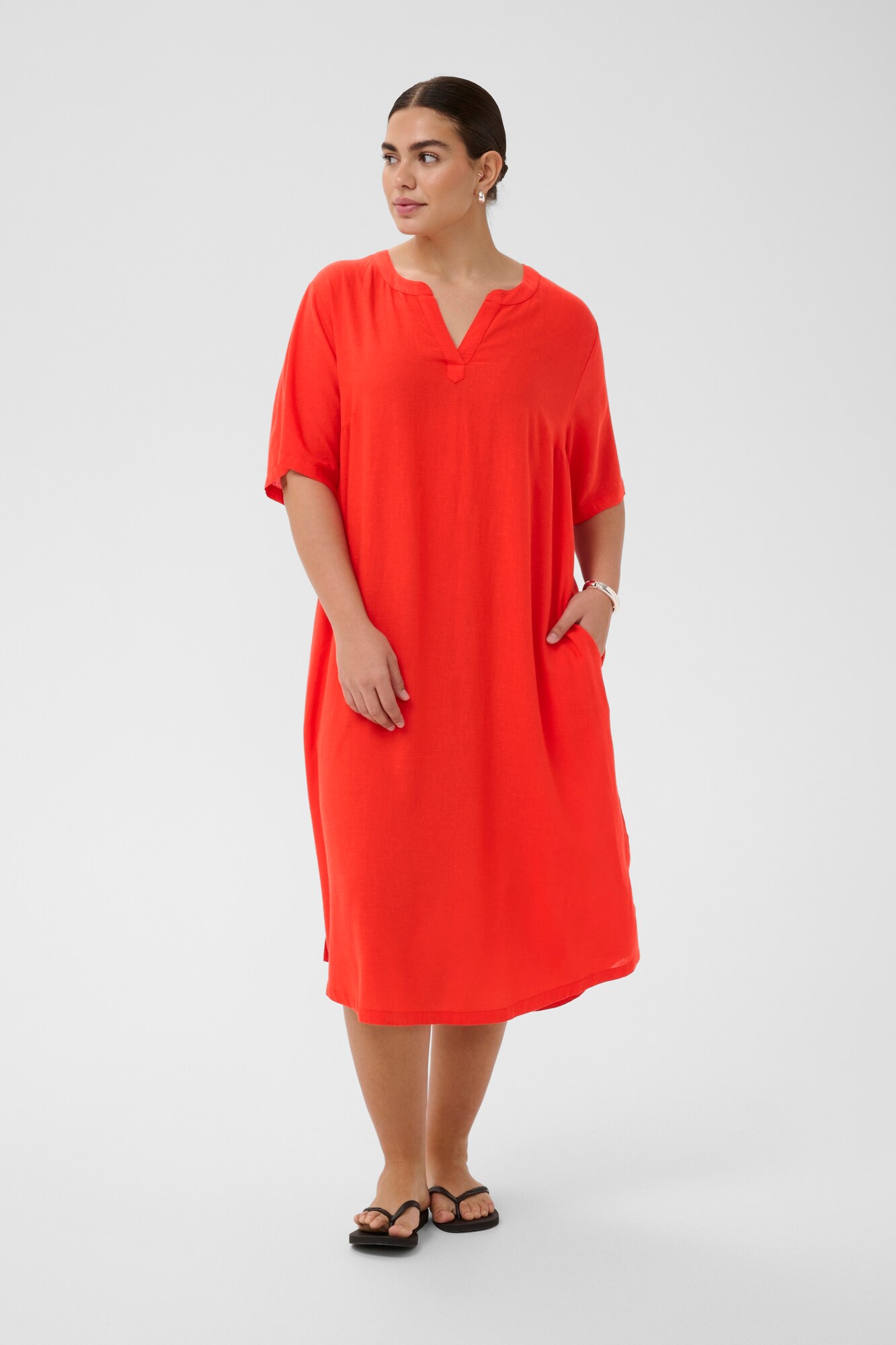 KAFFE CURVE Rochie tip bluză 'KCMille'  roșu orange
