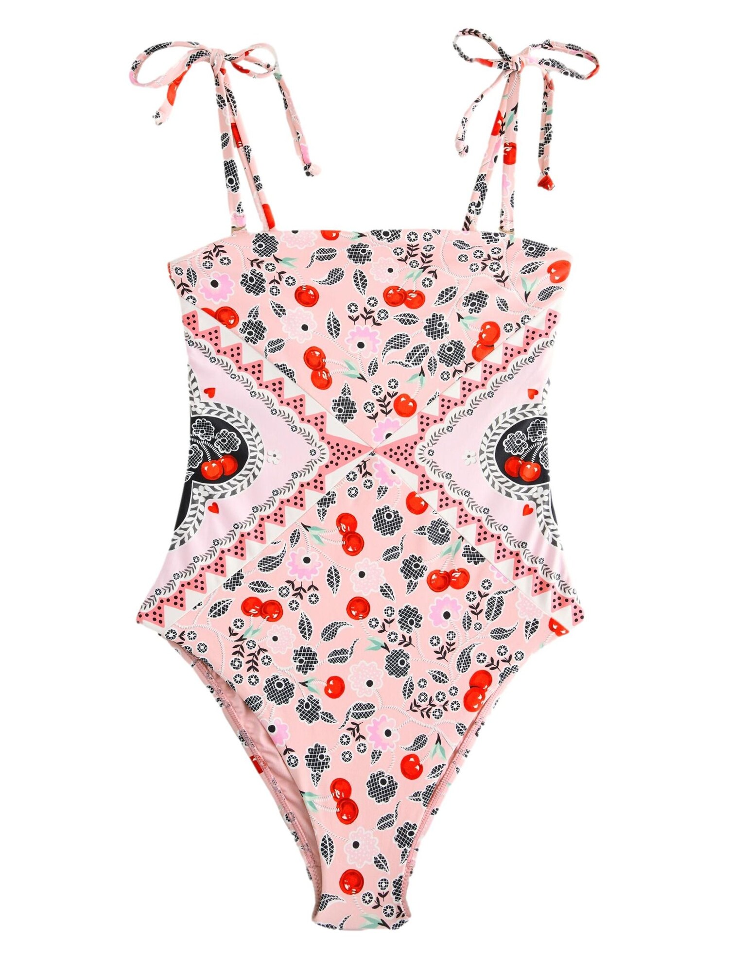 Next Jednodielne plavky 'Cath Kidston' ružová / jasne červená / čierna / biela
