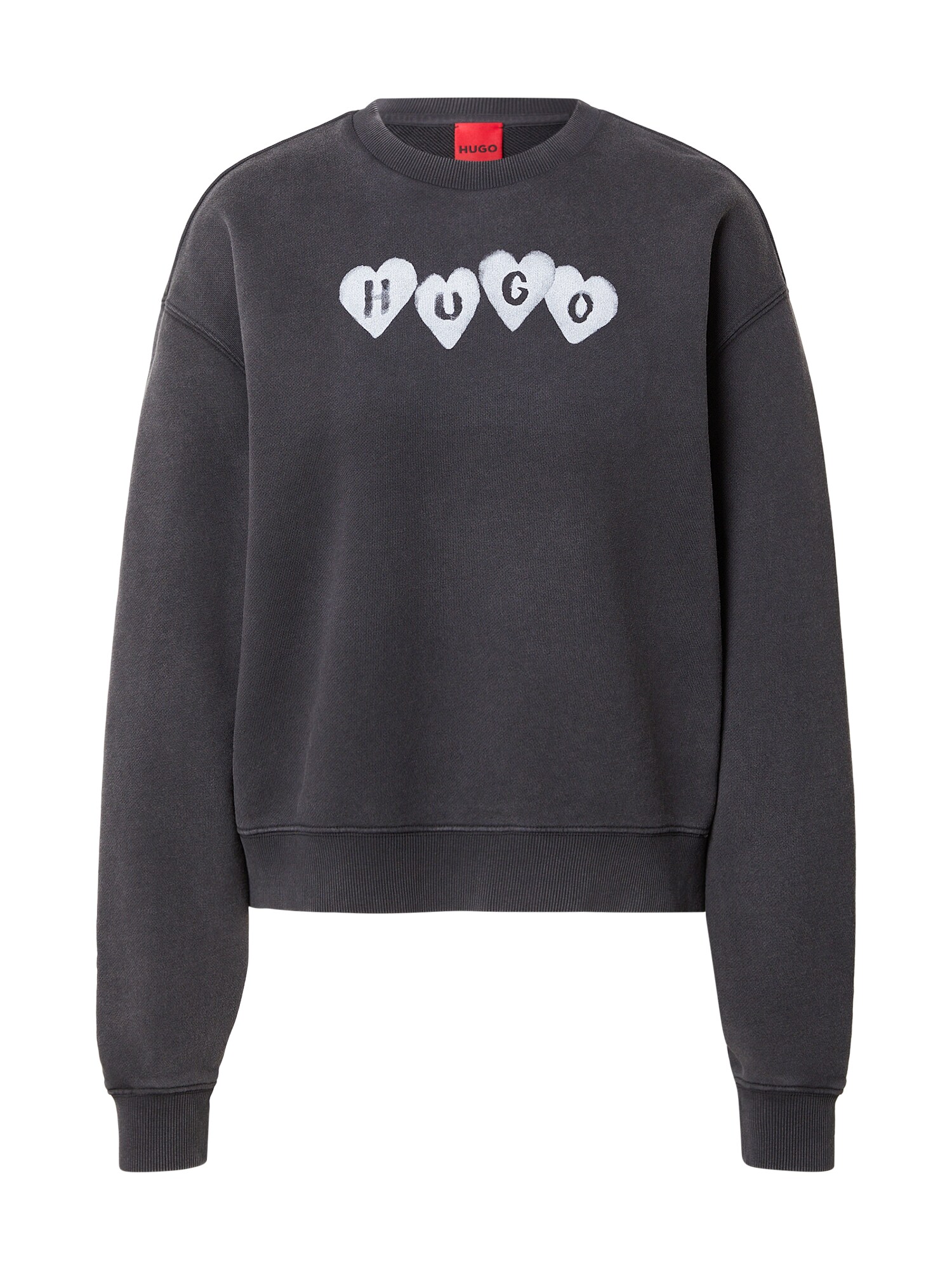 HUGO Bluză de molton Deroxina_8  negru / alb