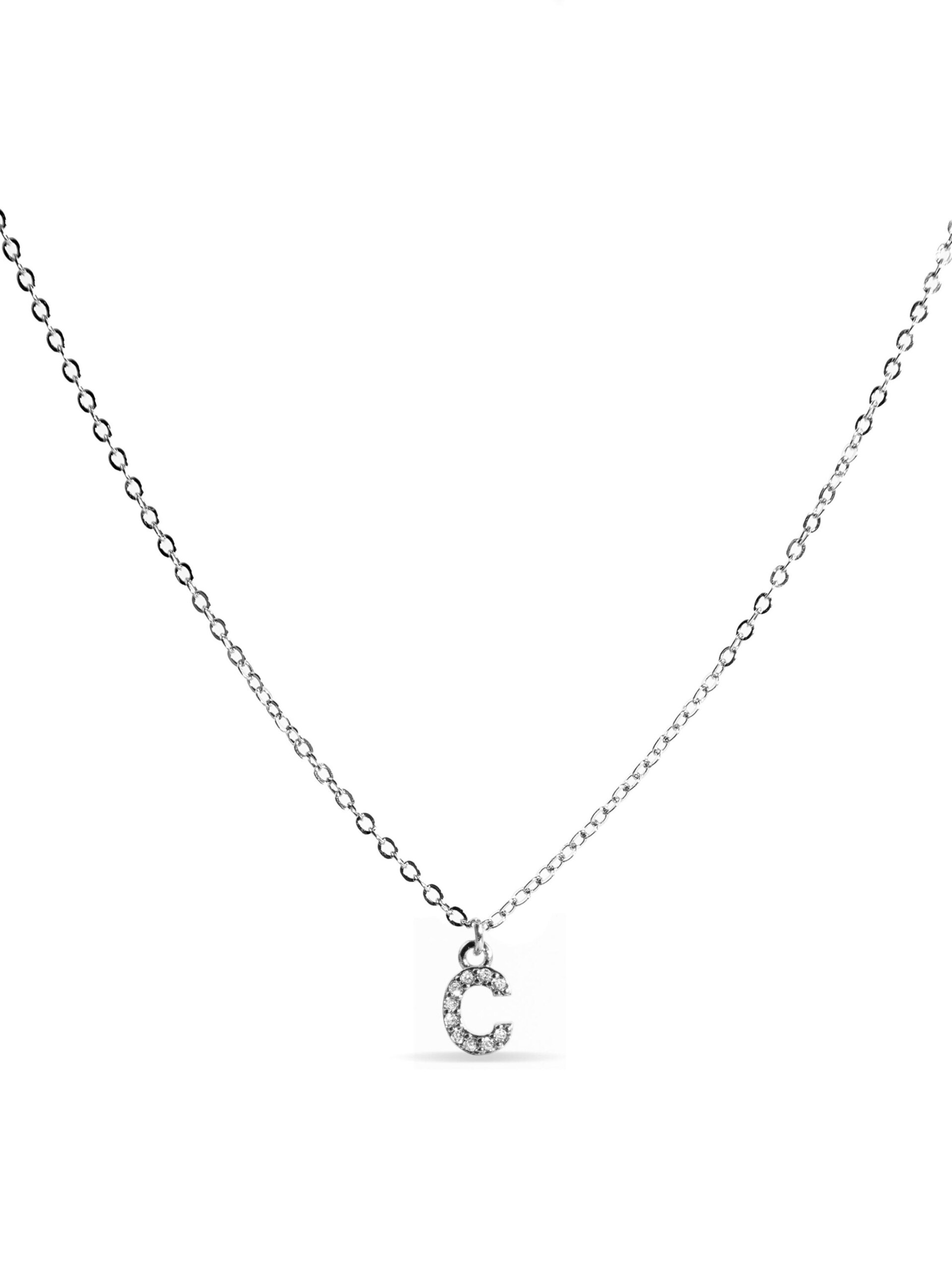 Luxenter Halsband med Glänsande Zirkonia silverfinish Alfabet dam – bild 2