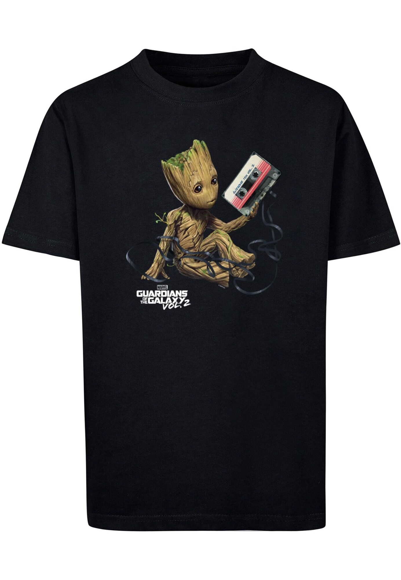 ABSOLUTE CULT Tričko 'Guardians Of The Galaxy Vol2- Groot Tape'  svetlohnedá / svetlozelená / červená / čierna