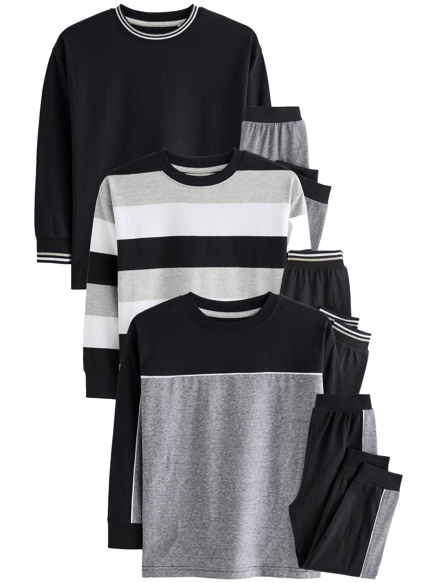 Next Pijamale  gri deschis / gri amestecat / negru / alb