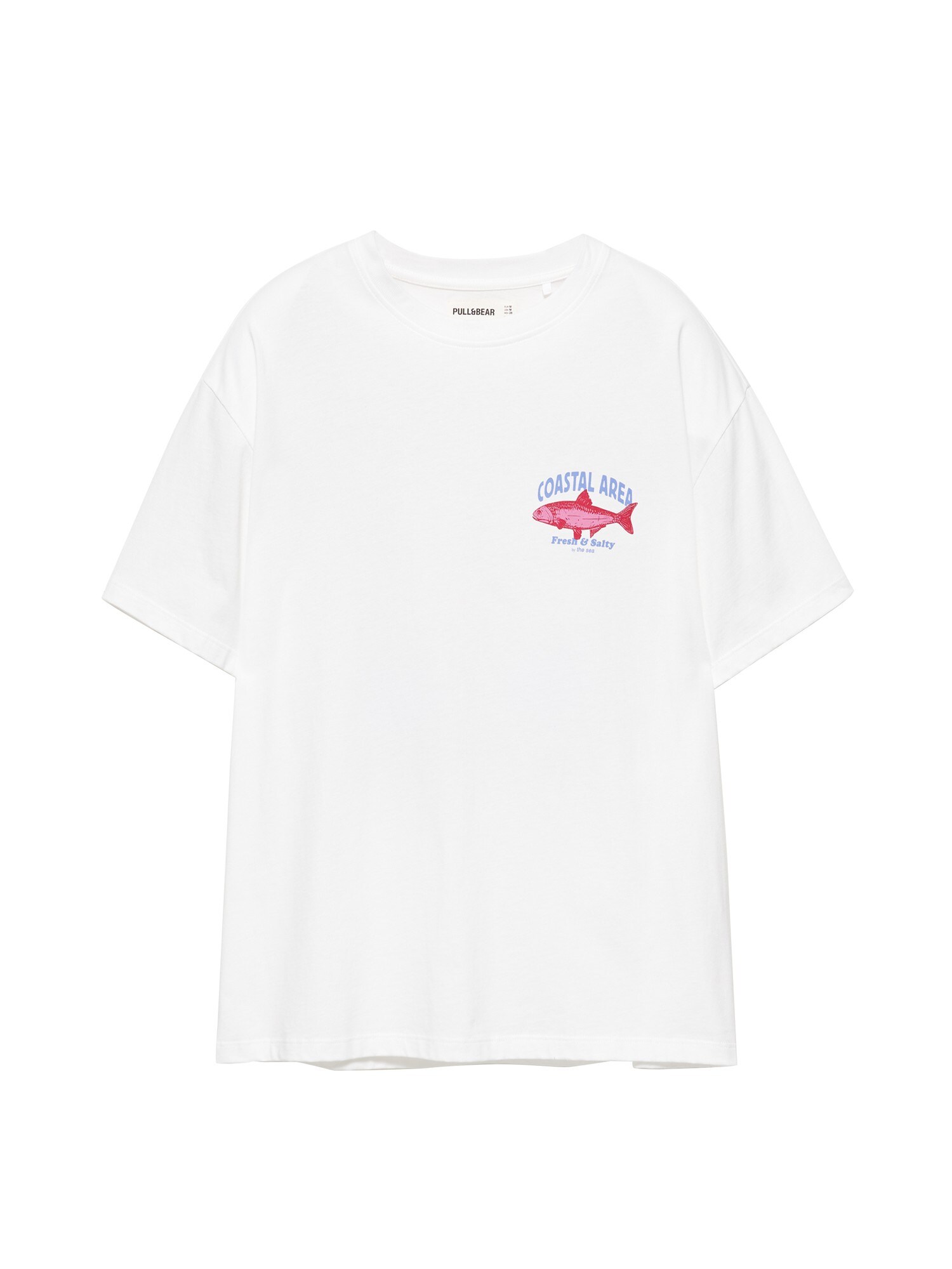 Pull&Bear Tričko  svetlomodrá / svetloružová / červená / biela
