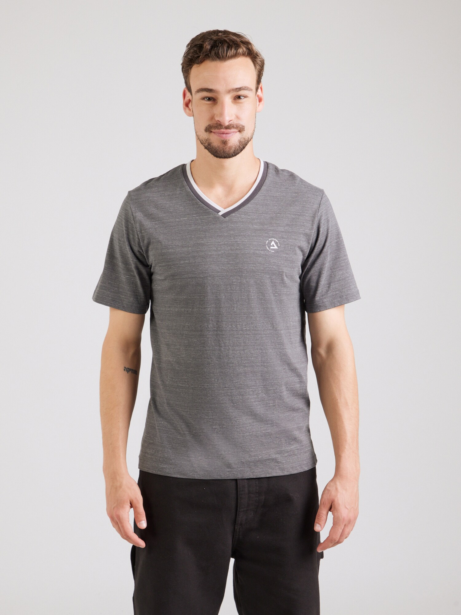 JACK & JONES Póló  bazaltszürke / fehér termék 2. képe
