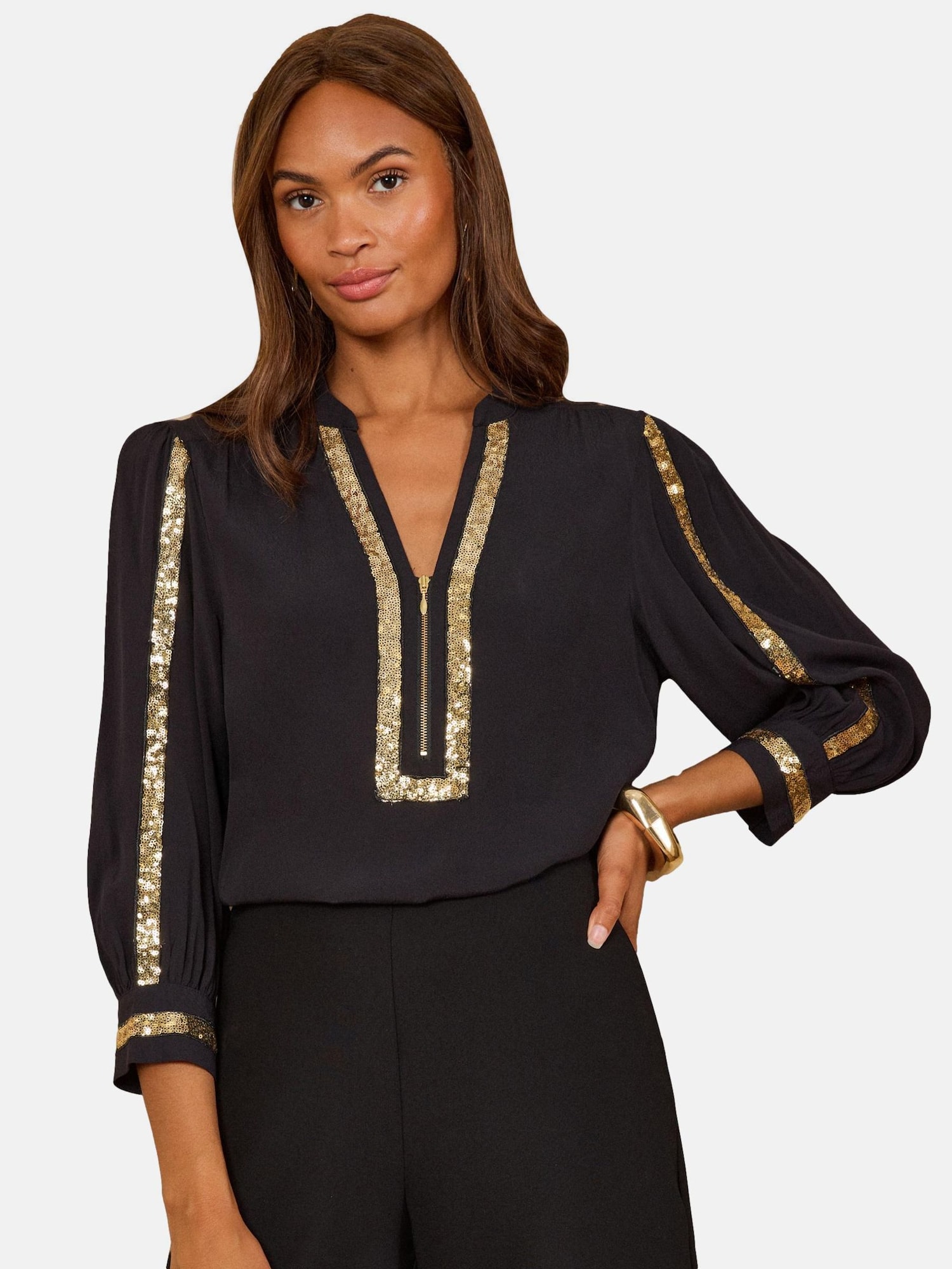love &amp; roses Blusa  oro / negro