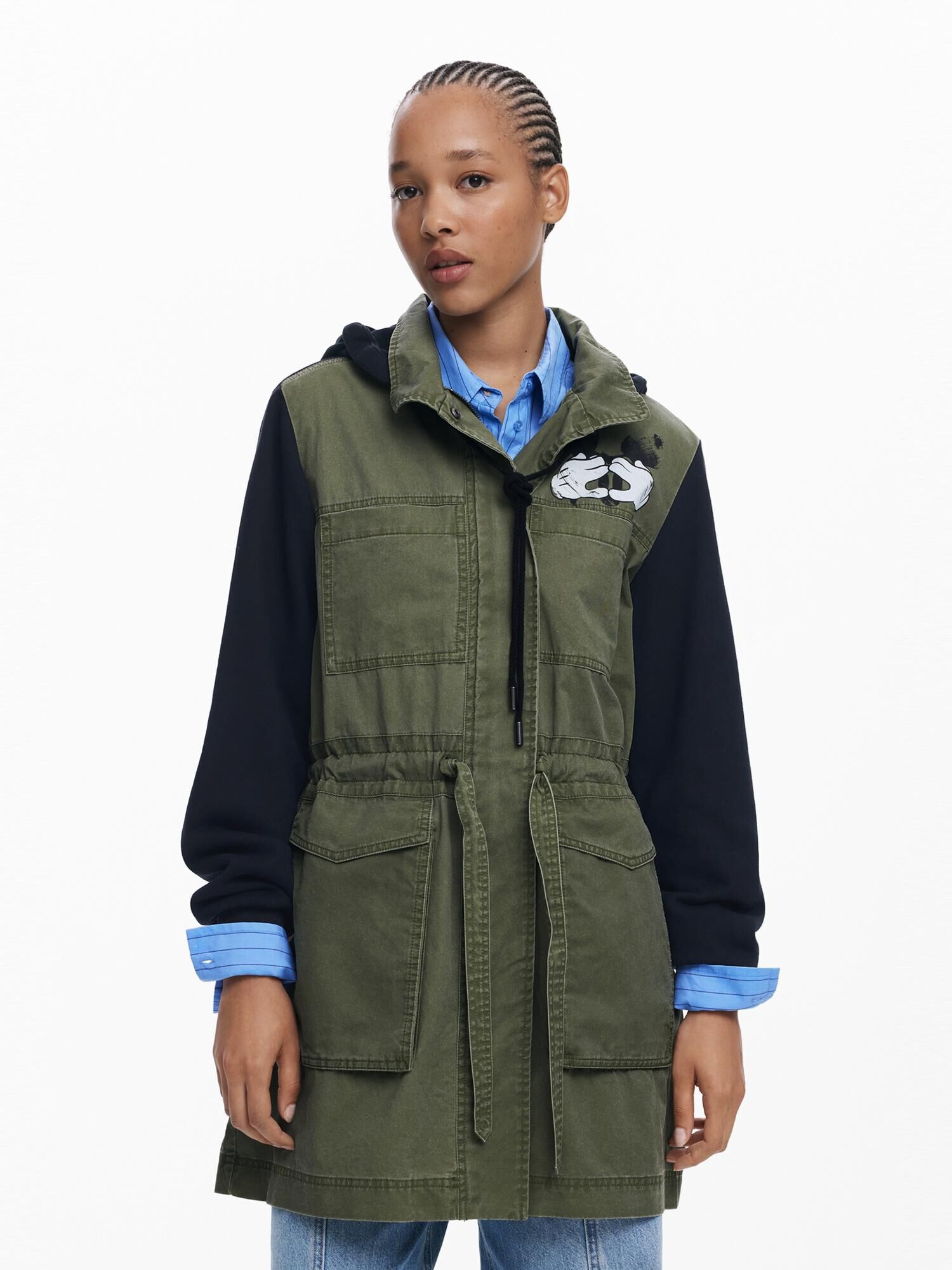 Desigual Prechodná parka zelená / čierna / biela (obrázok 3)