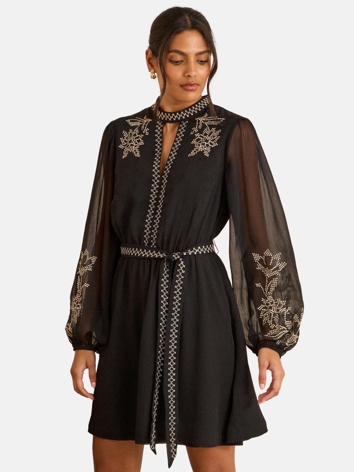 love & roses Rochie  ecru / negru
