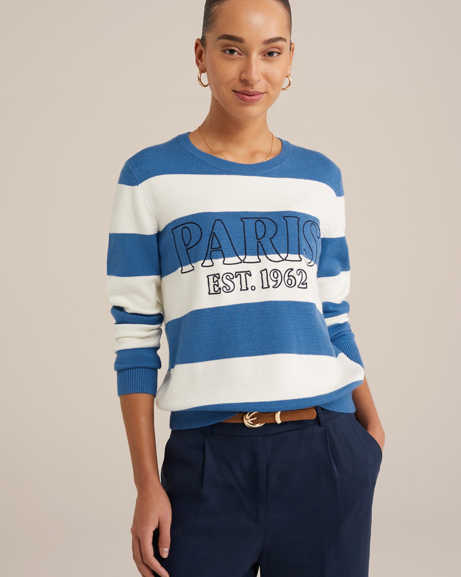 WE Fashion Pulóver  kék / fekete / fehér termék 2. képe