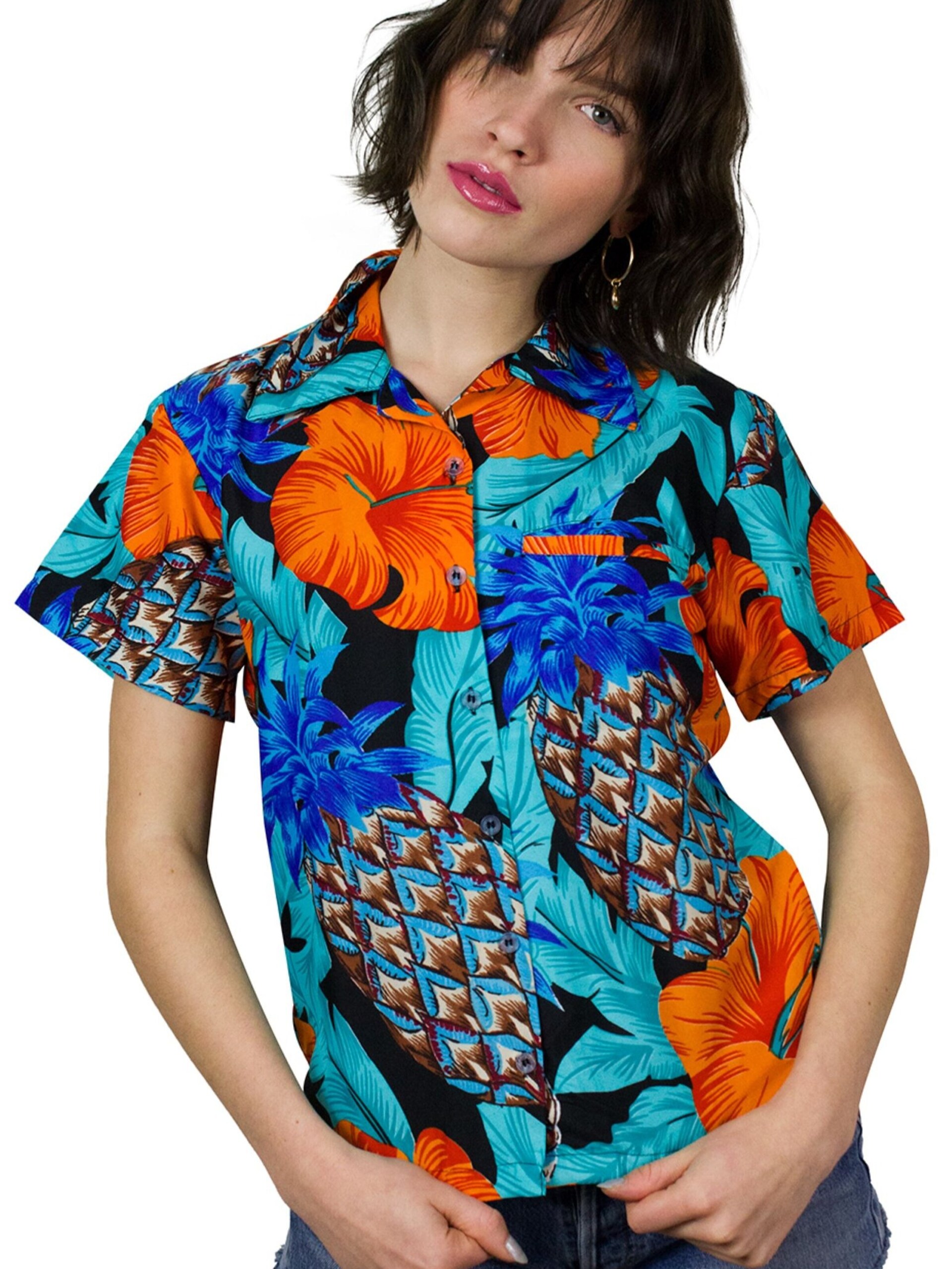 King Kameha Blus 'Pineapple Hibiscus Black Line' dam