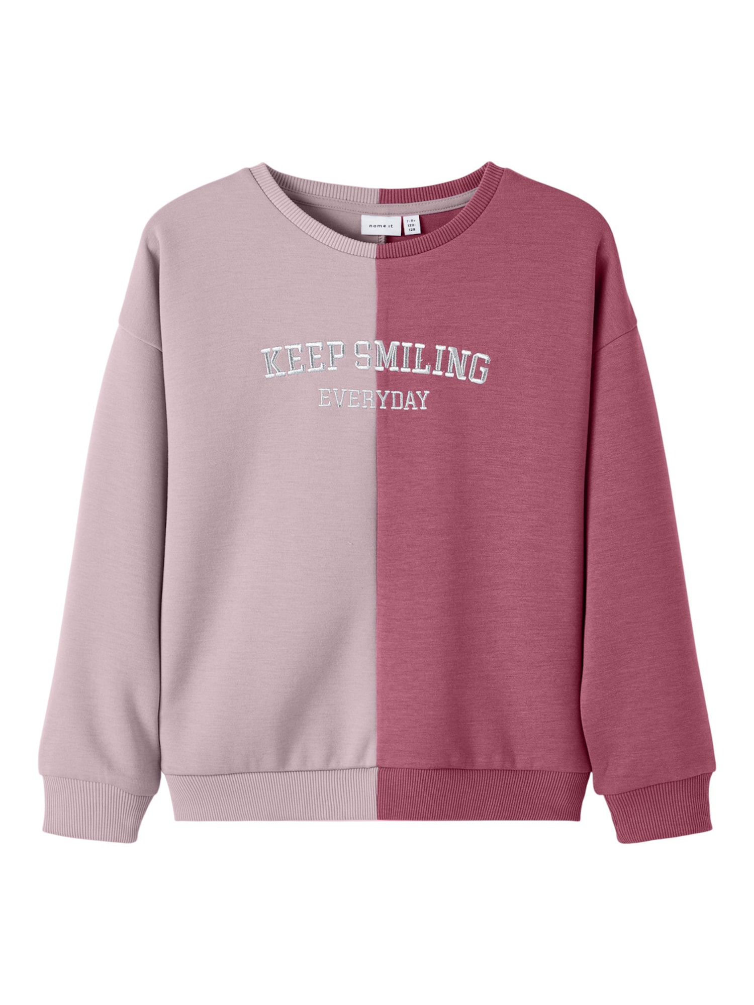 NAME IT Sweater majica 'Liane'  srebrno siva / ljubičasta / pastelno ljubičasta