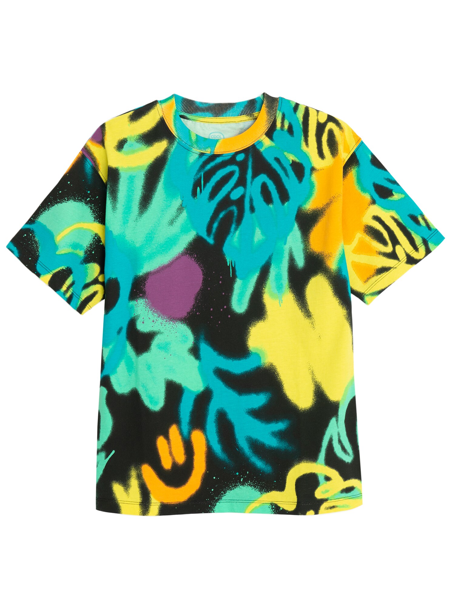 Cool Club Tricou  albastru aqua / galben / mov vânătă / negru
