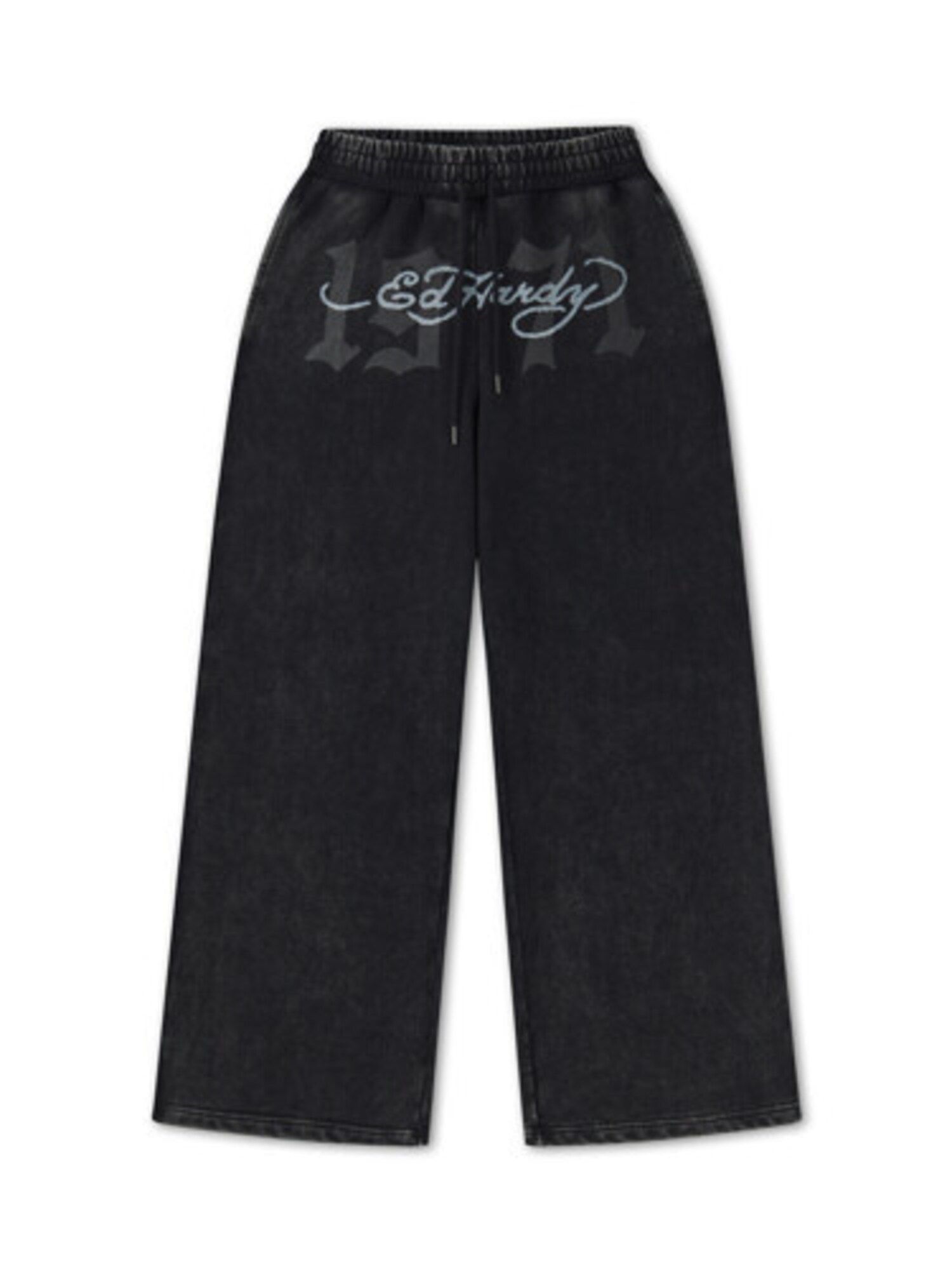 Ed Hardy Pantaloni '1971'  gri deschis / negru
